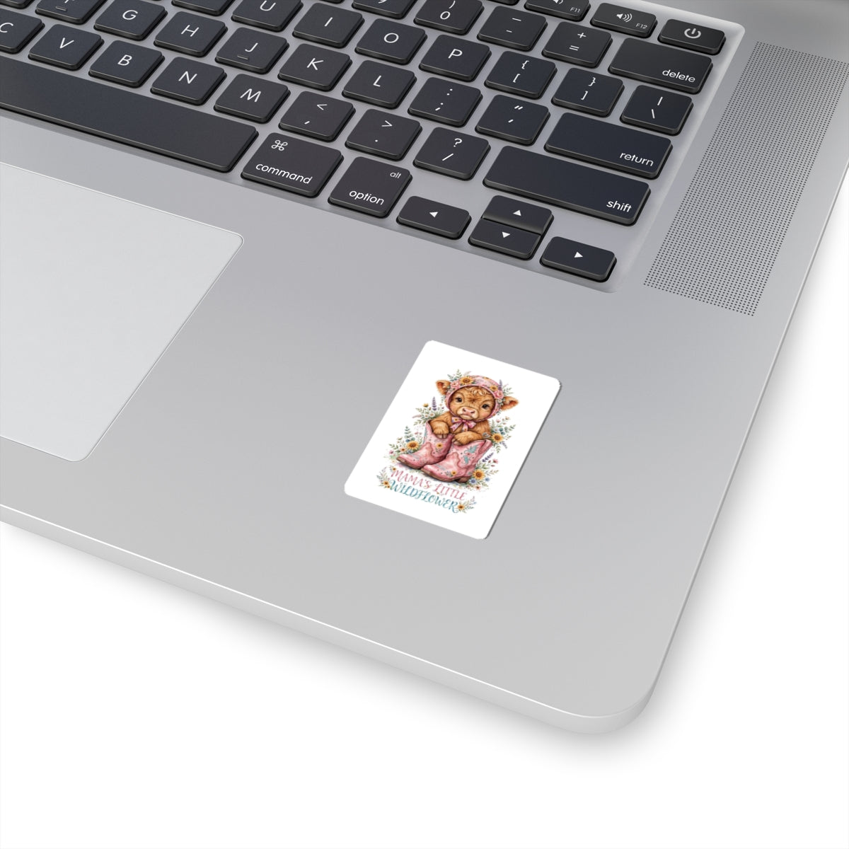 Mama’s Little Wildflower Sticker — Cute Calf in Pink Boots Kiss-Cut Sticker