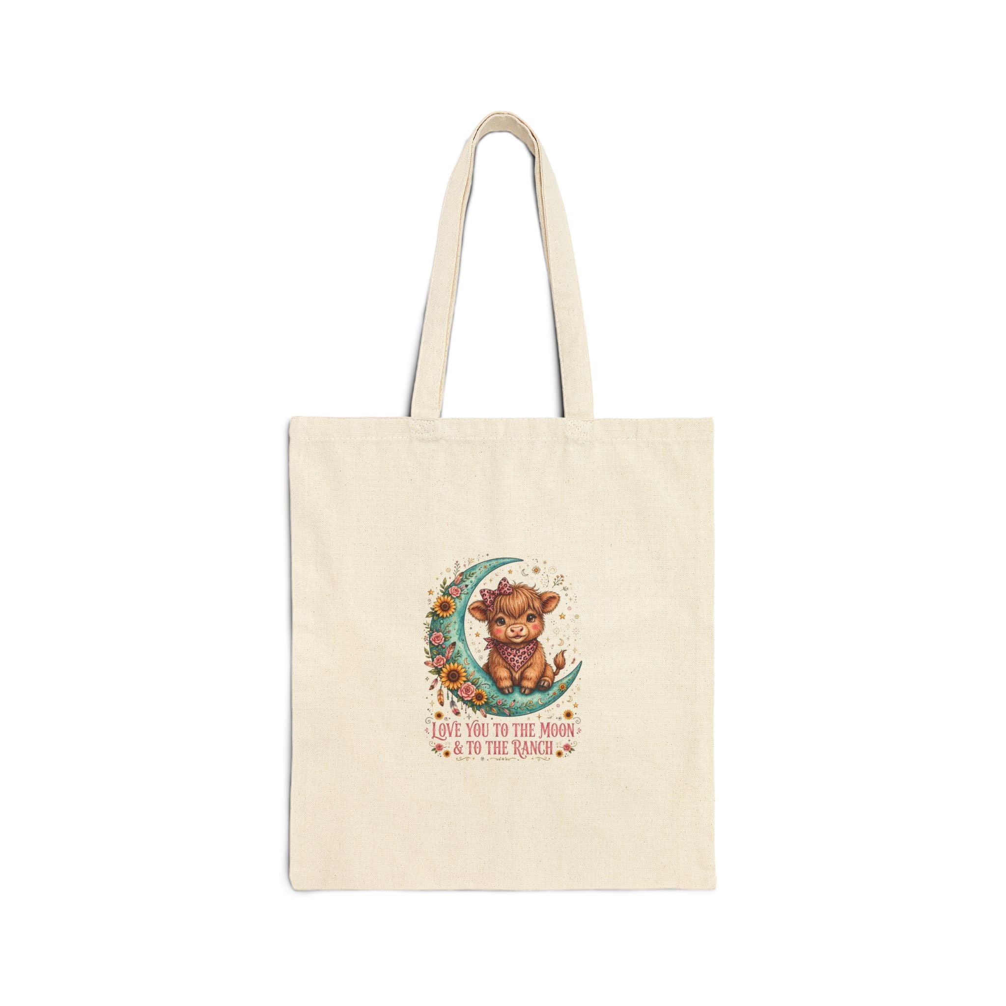 Cat & Moon Canvas Tote Bag - "Love You to the Moon & to the Beach" Eco Shopper