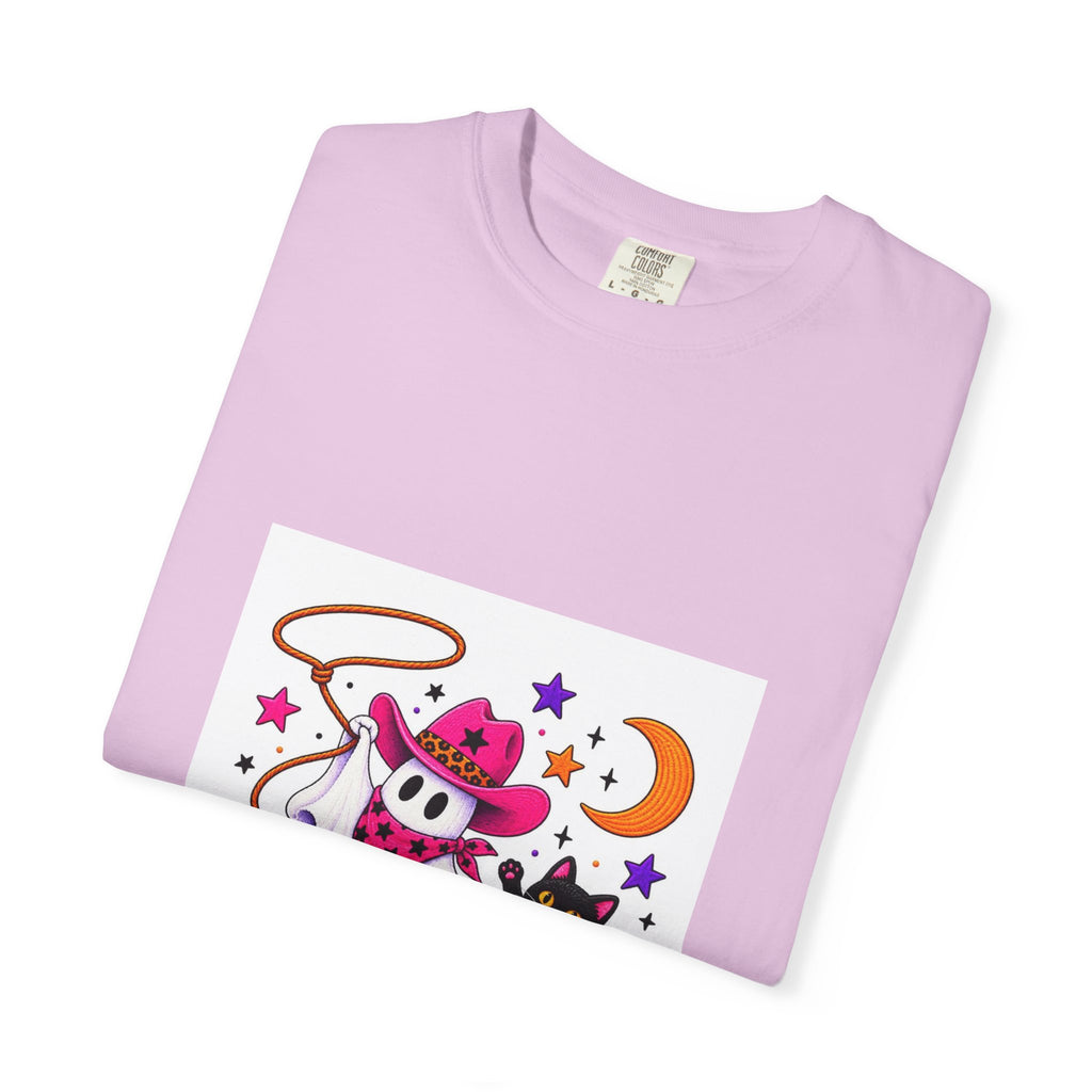 Cowboy Ghost and Black Cat Halloween T-Shirt
