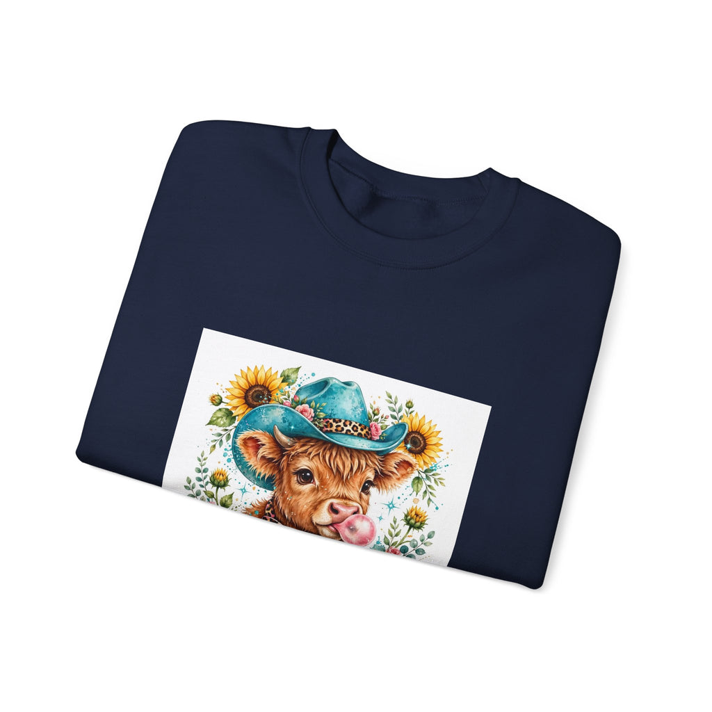 Western Mama Cow Sweatshirt — Sunflower Cowboy Cow Graphic Crewneck