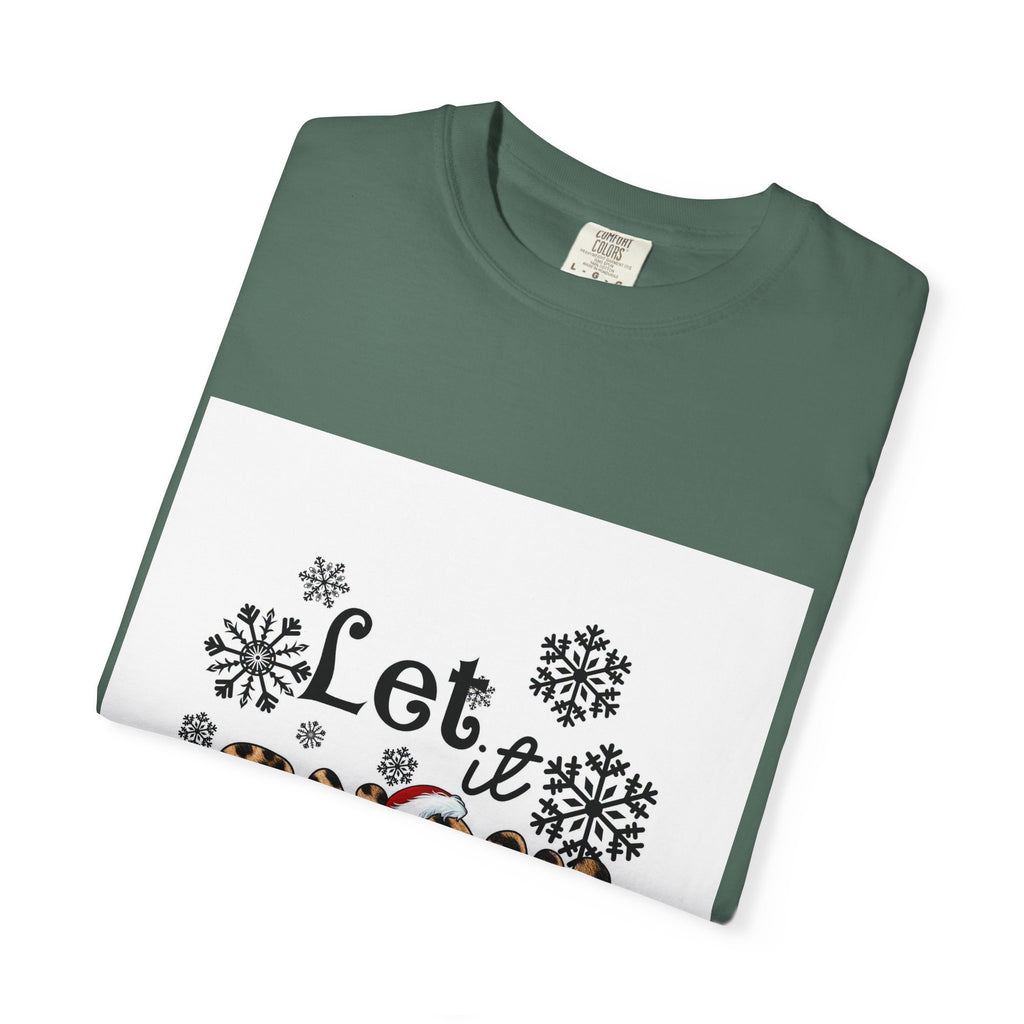 Let It Snow Leopard Print T-Shirt — Winter Snowflake Holiday Tee