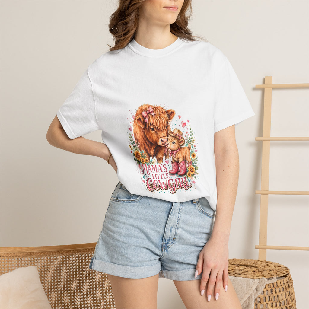 Mama's Little Cowgirl T-Shirt – Cute Highland Cow Mom & Calf Graphic