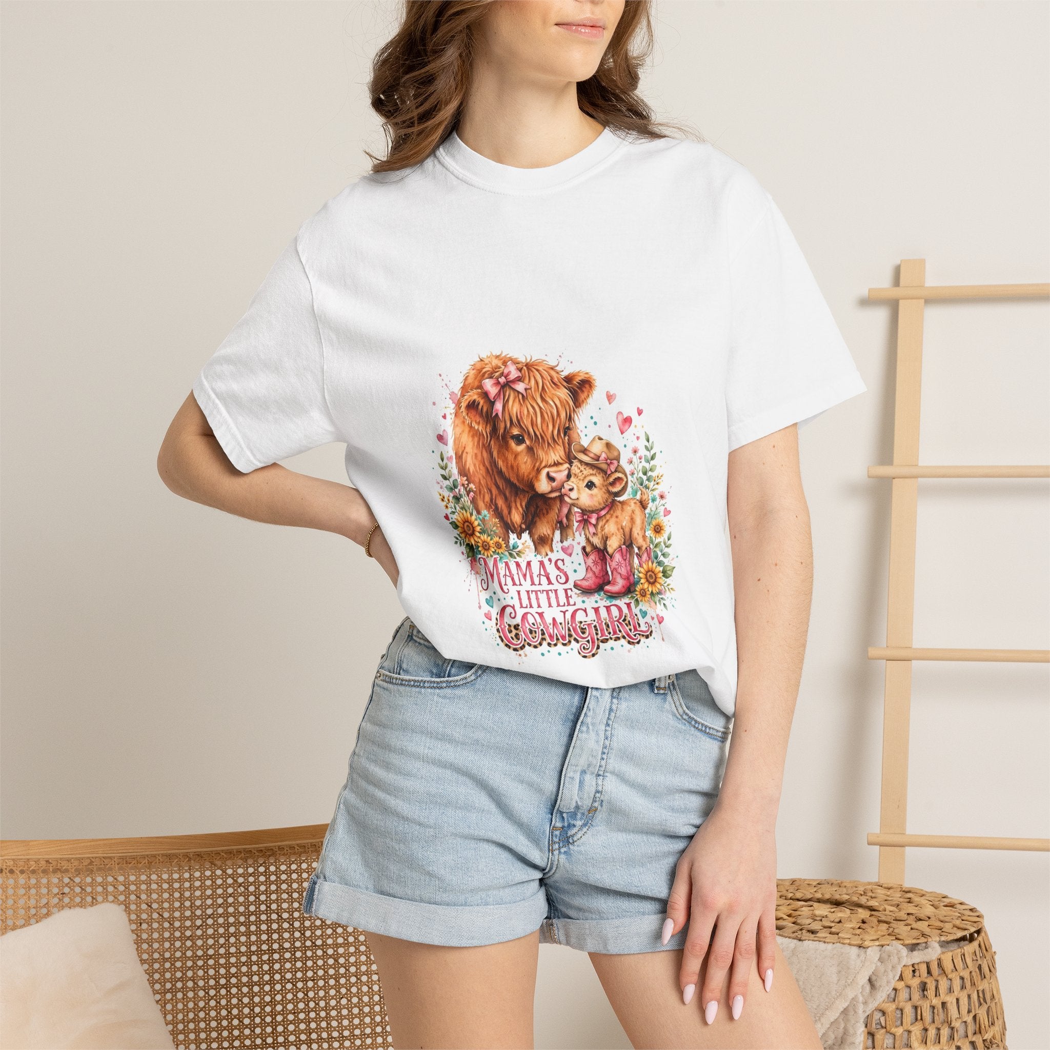 Mama's Little Cowgirl T-Shirt – Cute Highland Cow Mom & Calf Graphic