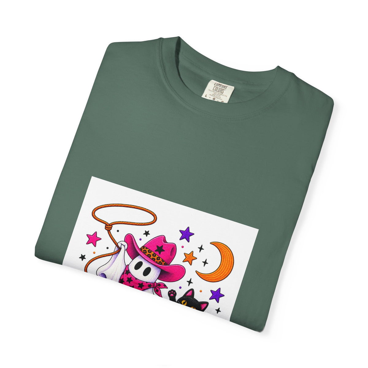 Cowboy Ghost and Black Cat Halloween T-Shirt