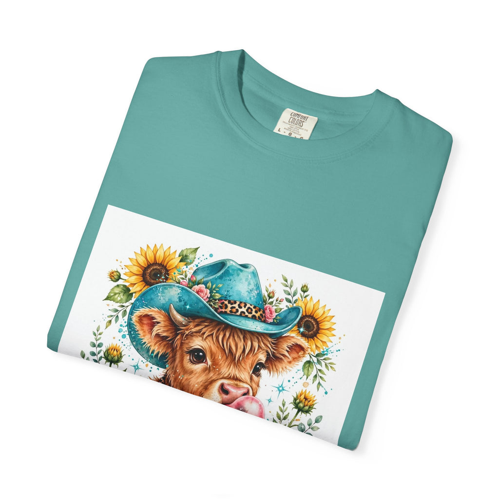 Western Mama Cow Tee — Cute Cow with Cowboy Hat & Sunflowers Graphic T-Shirt