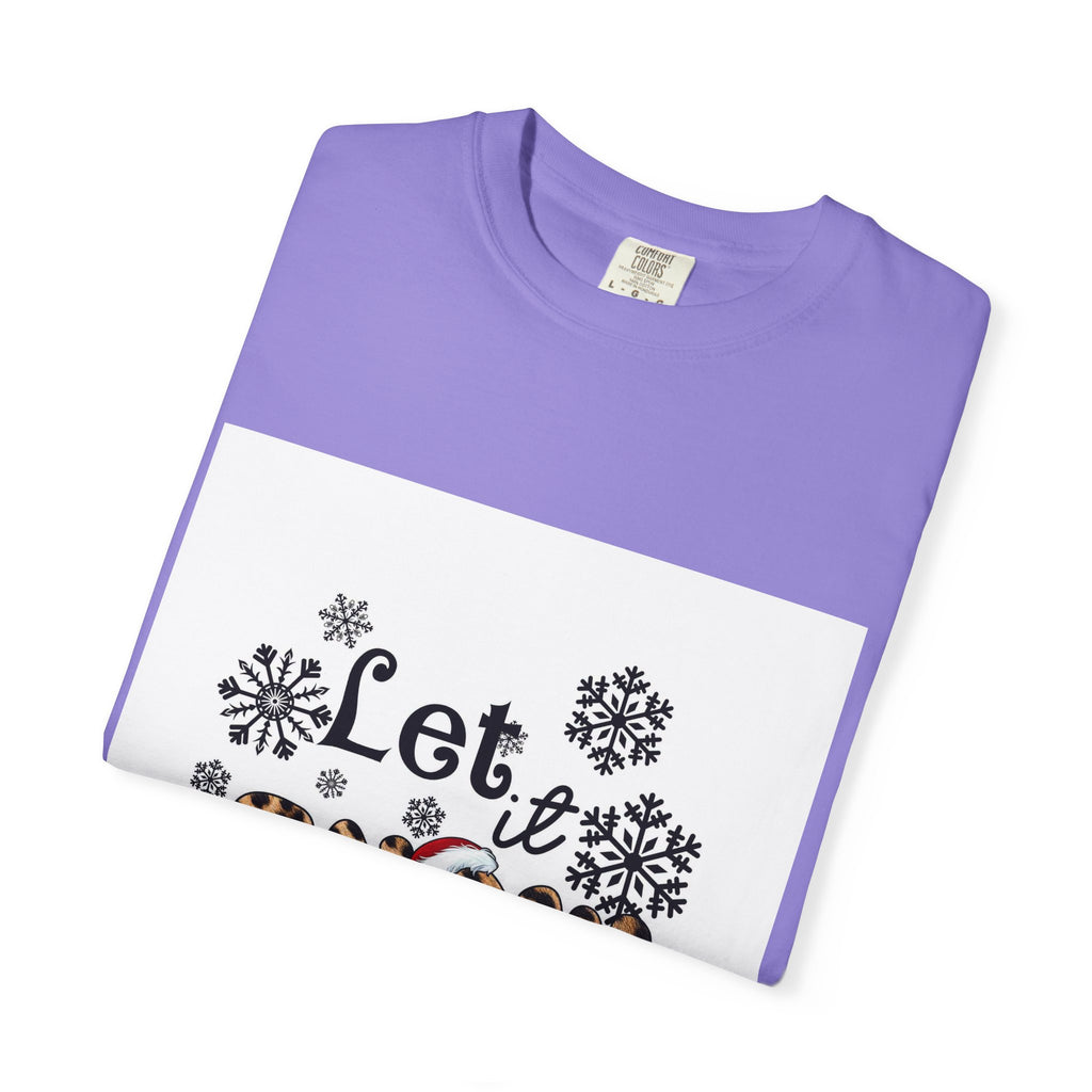 Let It Snow Leopard Print T-Shirt — Winter Snowflake Holiday Tee