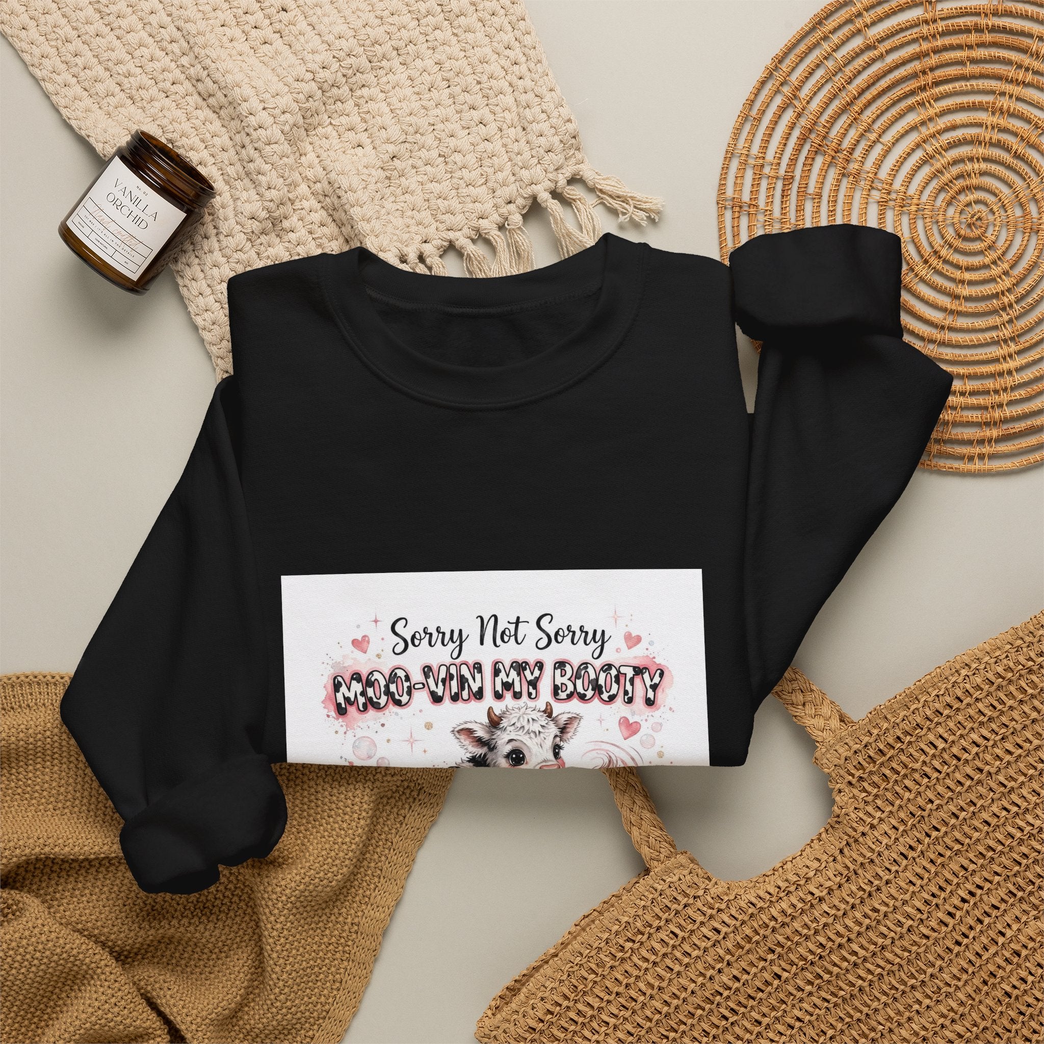Cow Lover Crewneck Sweatshirt – "Sorry Not Sorry Moo-You-Butt" Cute Cow Graphic