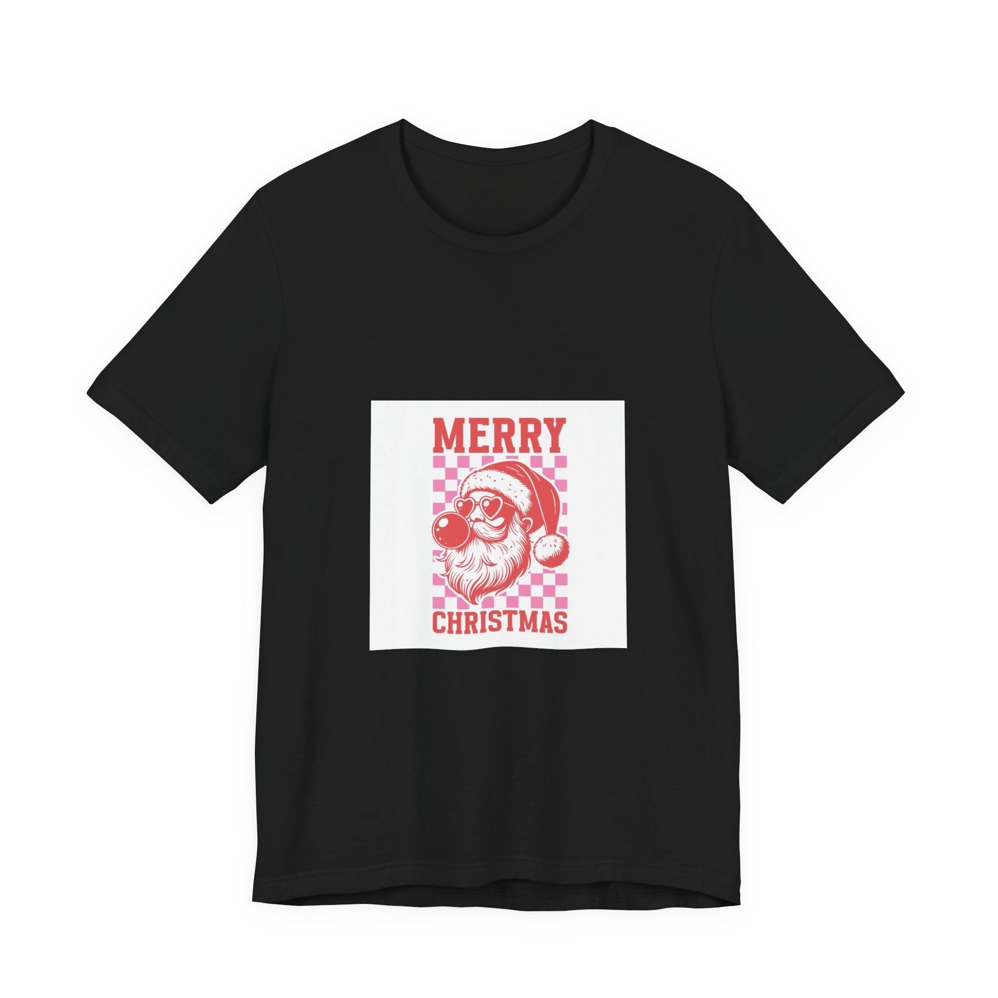 Merry Christmas Santa Tee - Retro Red Checkerboard Holiday T-Shirt