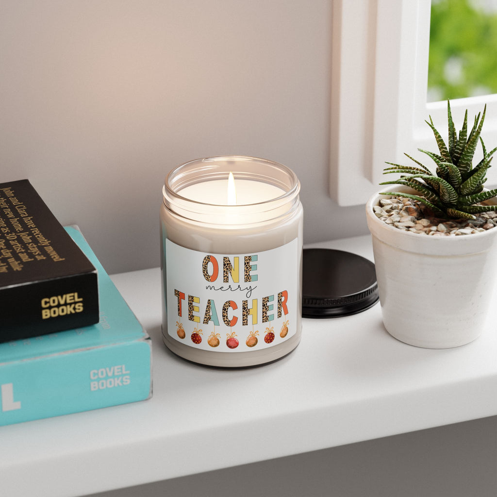One Merry Teacher Scented Soy Candle – 9oz Holiday Teacher Gift