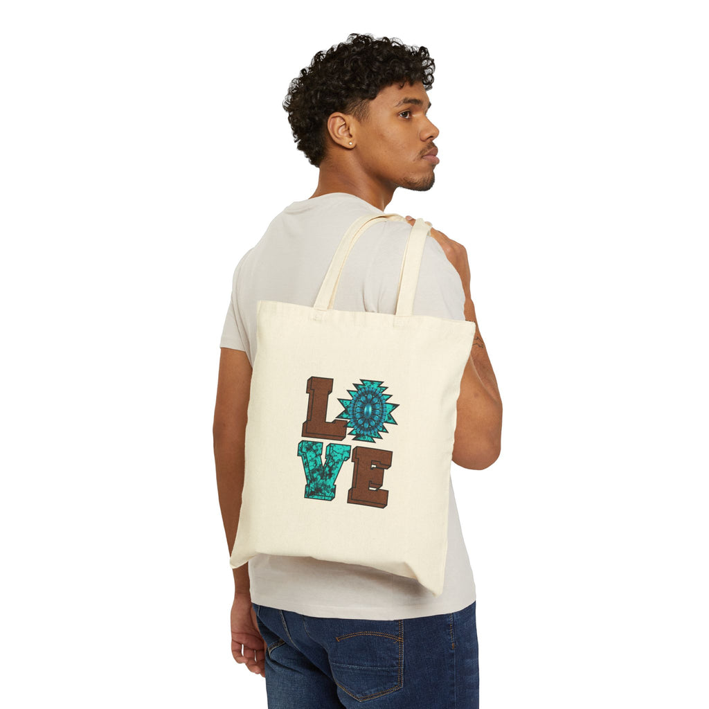 LOVE Southwestern Canvas Tote Bag