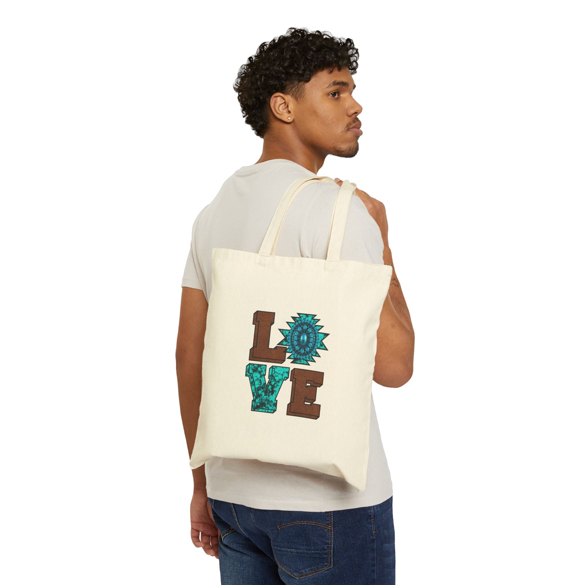 LOVE Southwestern Canvas Tote Bag