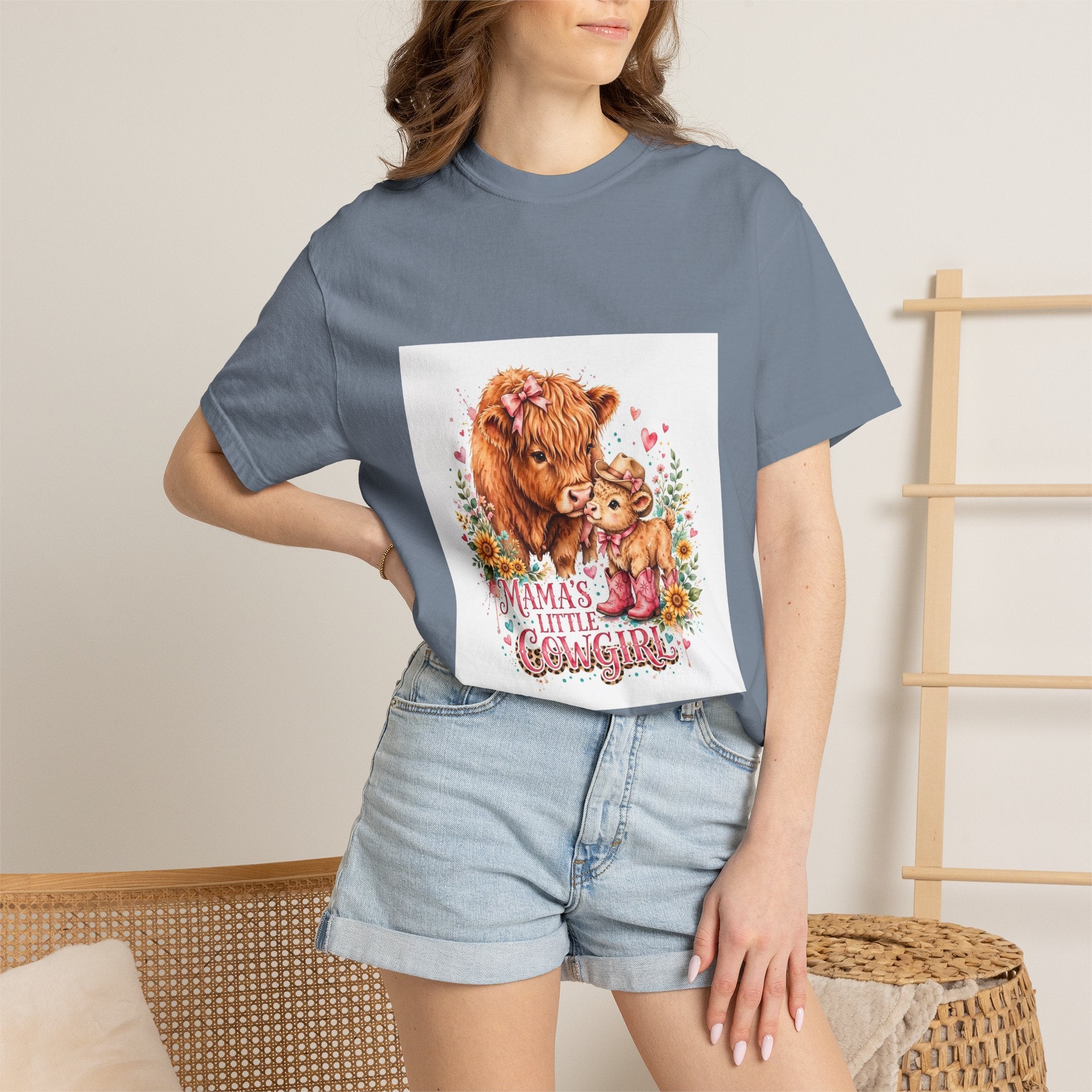 Mama's Little Cowgirl T-Shirt – Cute Highland Cow Mom & Calf Graphic
