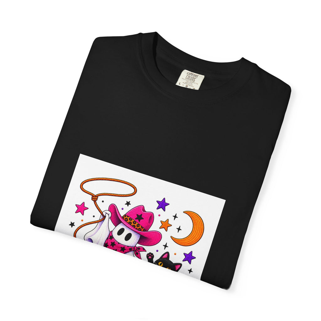 Cowboy Ghost and Black Cat Halloween T-Shirt