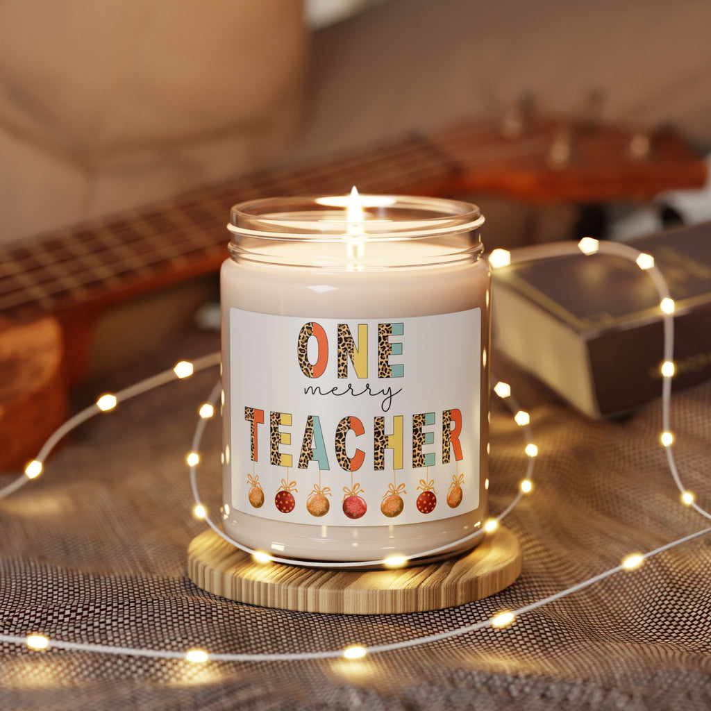 One Merry Teacher Scented Soy Candle – 9oz Holiday Teacher Gift