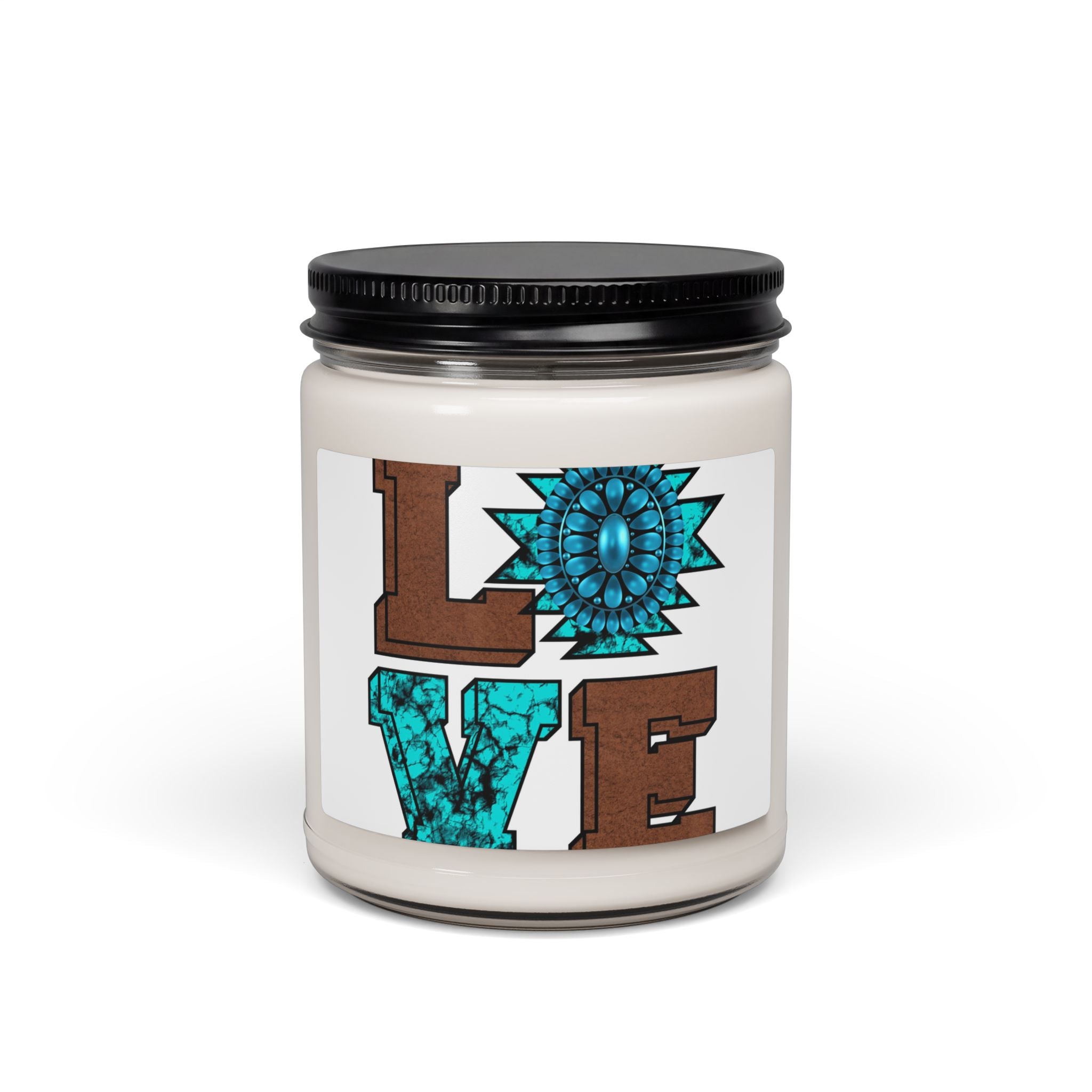LOVE Turquoise Western Soy Candle — 9oz Scented Jar