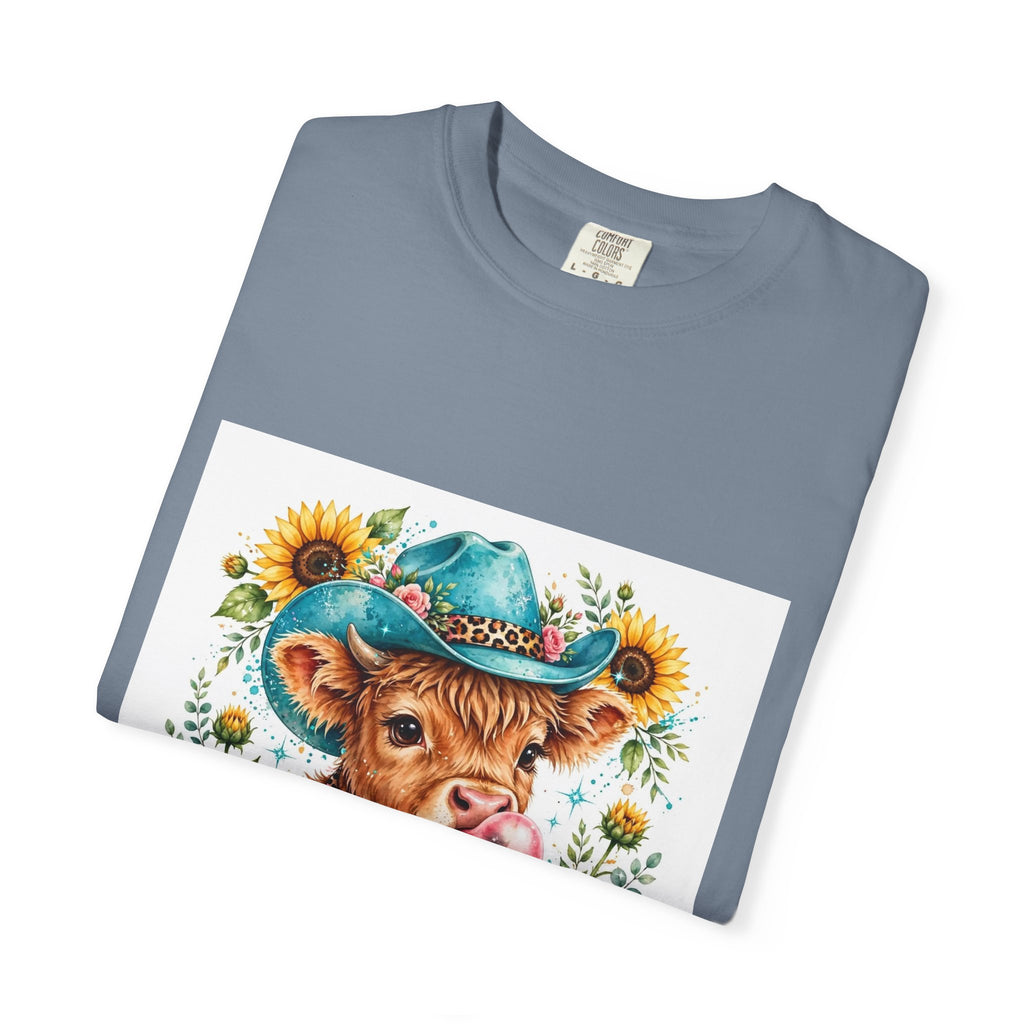 Western Mama Cow Tee — Cute Cow with Cowboy Hat & Sunflowers Graphic T-Shirt