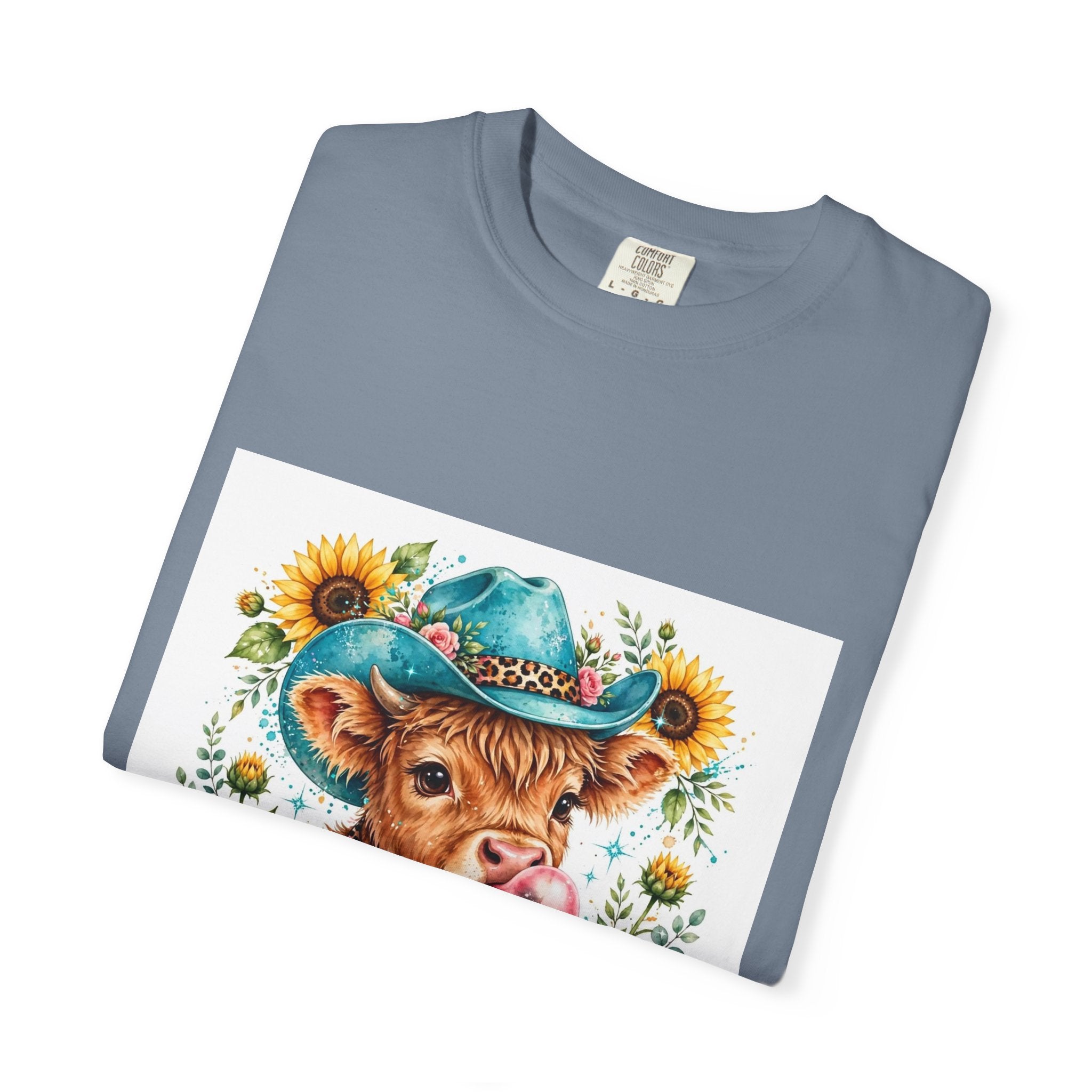 Western Mama Cow Tee — Cute Cow with Cowboy Hat & Sunflowers Graphic T-Shirt