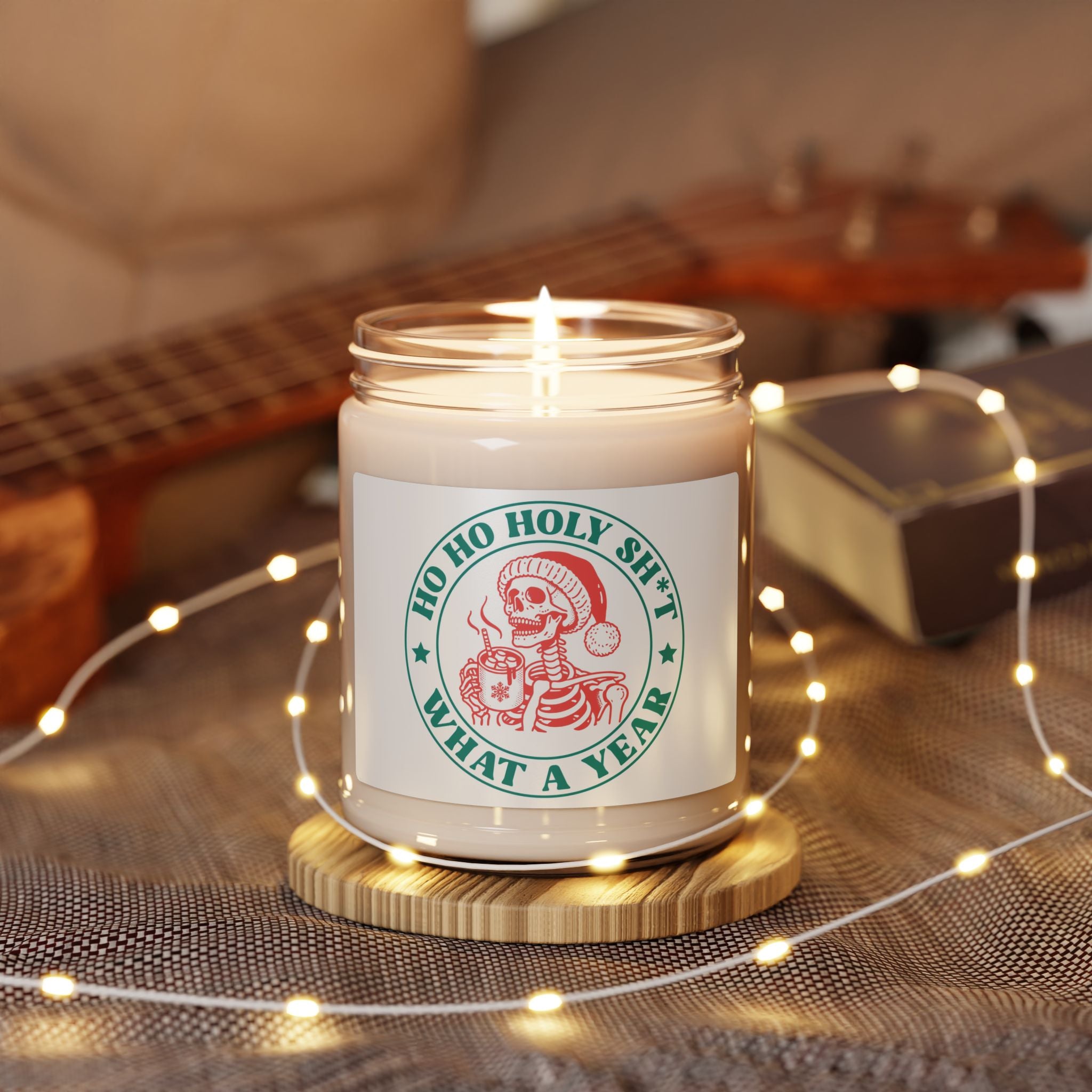 Holiday Skull Soy Candle — "Ho Ho Holy Sh*t What a Year" 9oz