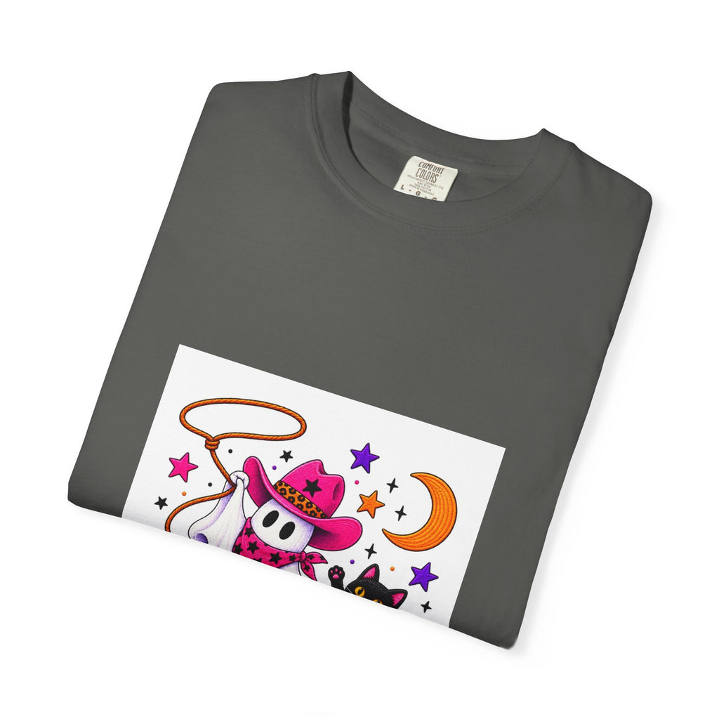 Cowboy Ghost and Black Cat Halloween T-Shirt