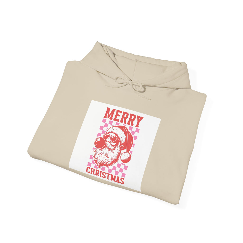Santa Checkered "Merry Christmas" Hoodie - Retro Holiday Sweatshirt