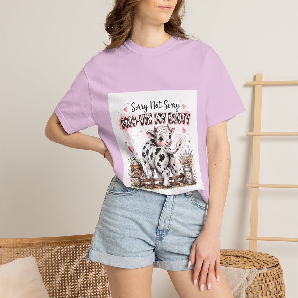 Cow With Attitude T-Shirt — "Sorry Not Sorry Moo-You Say Beauty" Farm Animal Graphic Tee