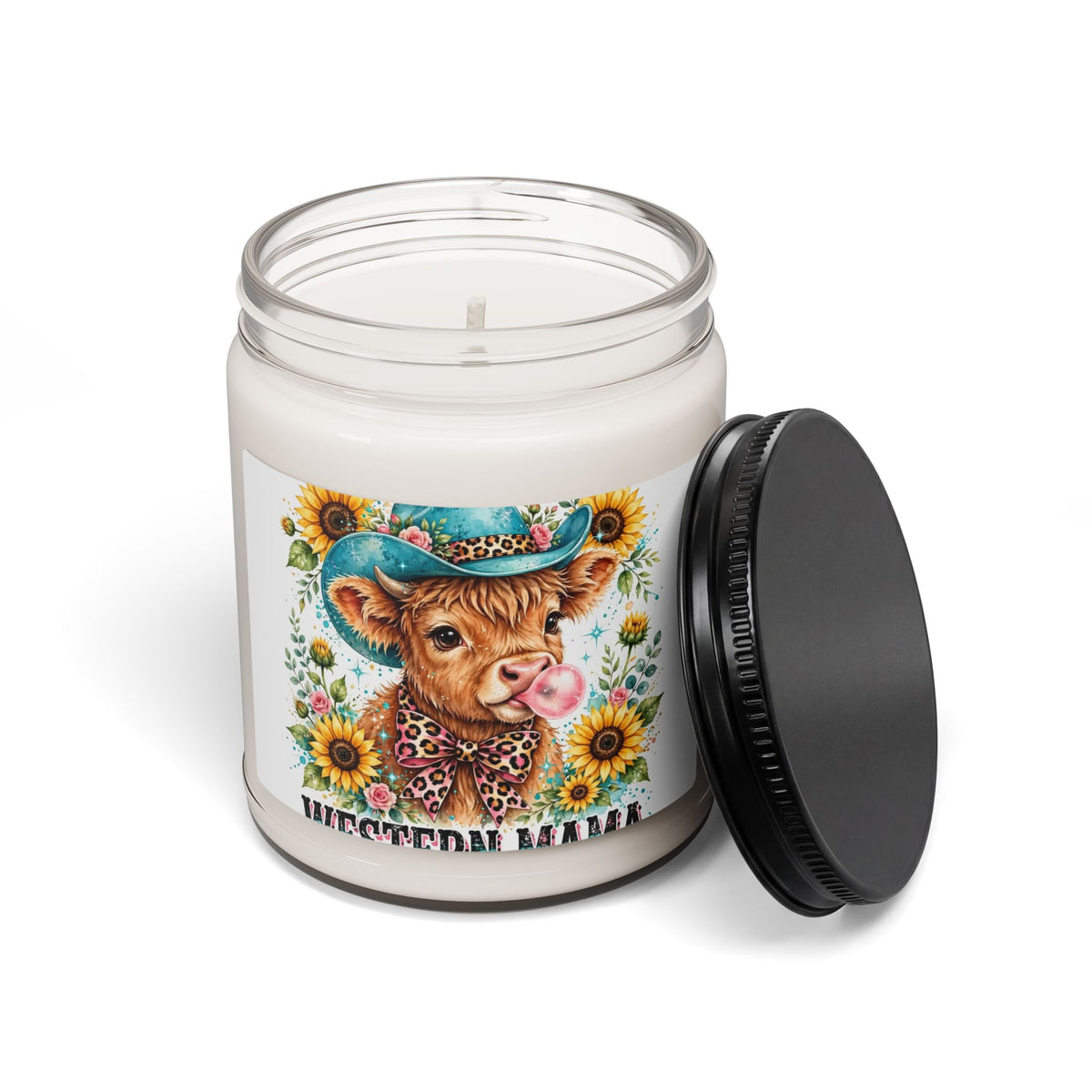 Cowboy Calf Soy Candle — 9oz Scented Jar with Sunflowers