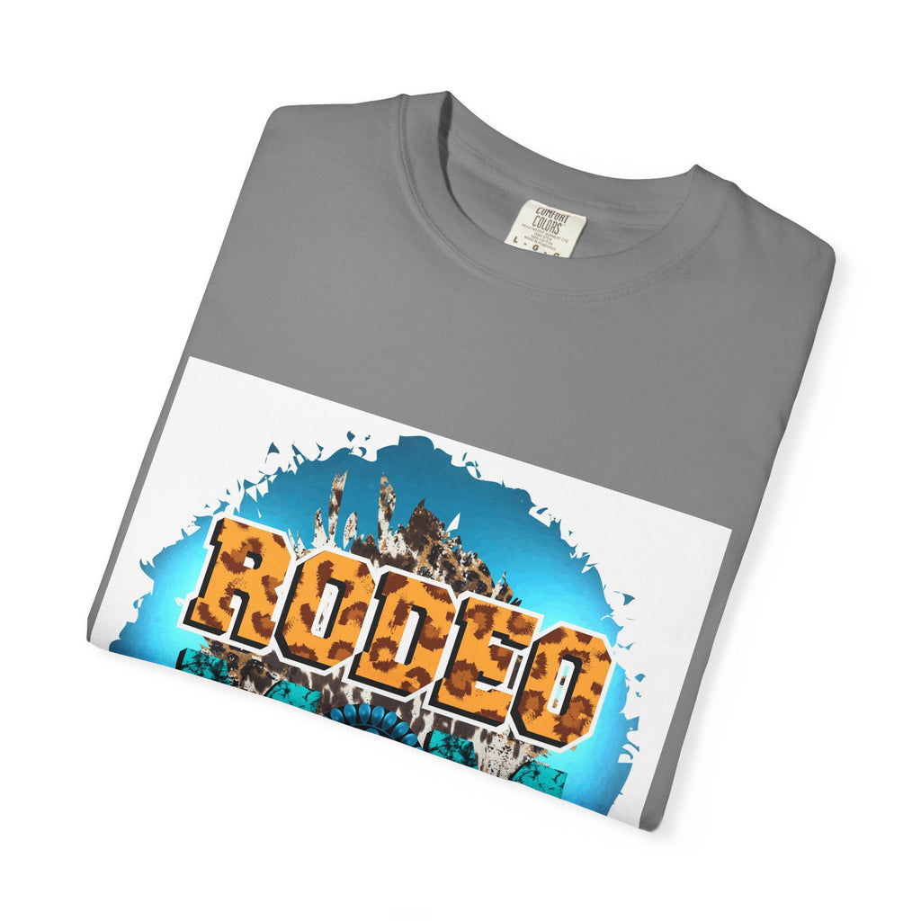 Rodeo Mom Graphic T-Shirt — Western Cowgirl Bronc & Turquoise Design