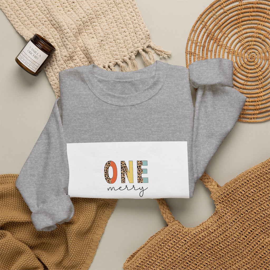 Teacher Sweatshirt – "One Merry Teacher" Festive Apple Crewneck