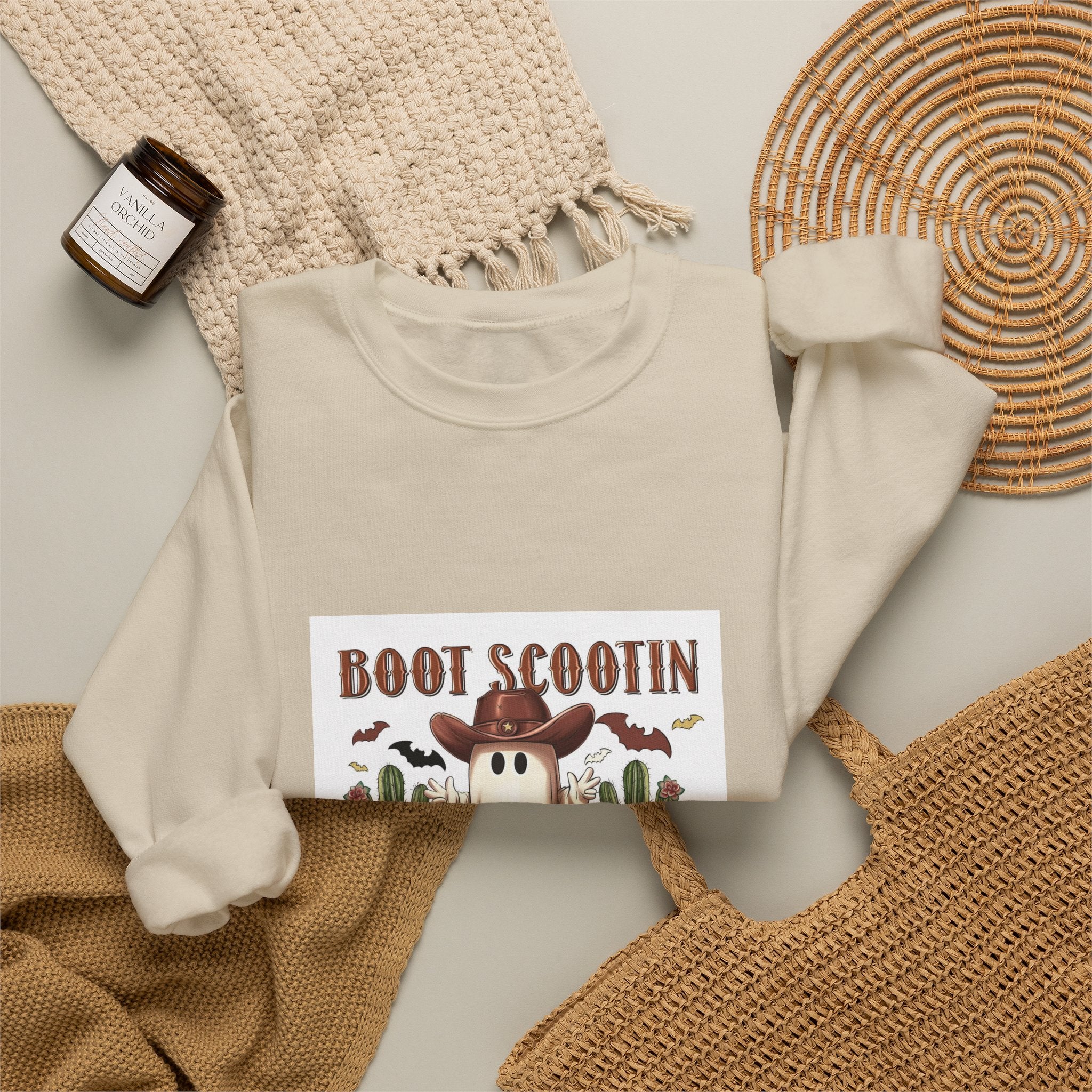 Spooky Ghost Desert Sweatshirt – "Boot Scootin Spooky" Halloween Crewneck