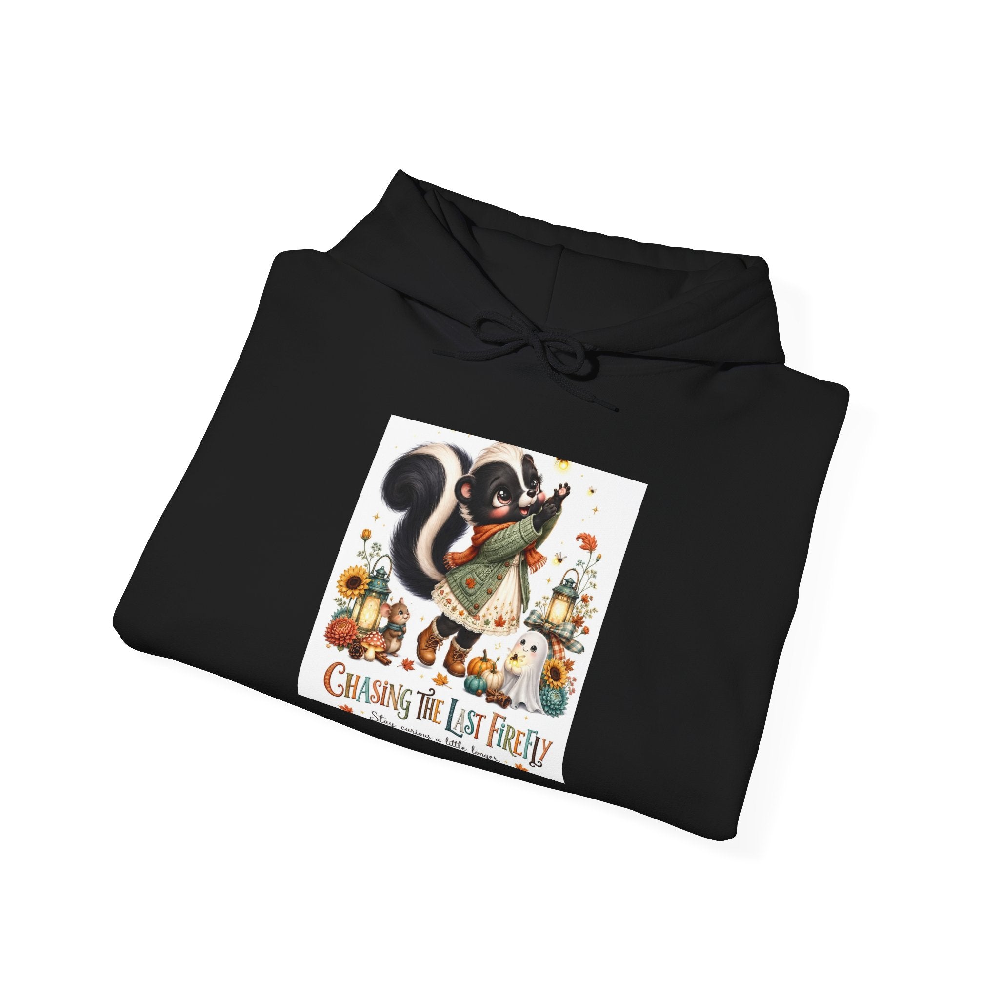 Cozy Woodland Skunk Hoodie - Chasing the Leaf Fairy Autumn Sweatshirt