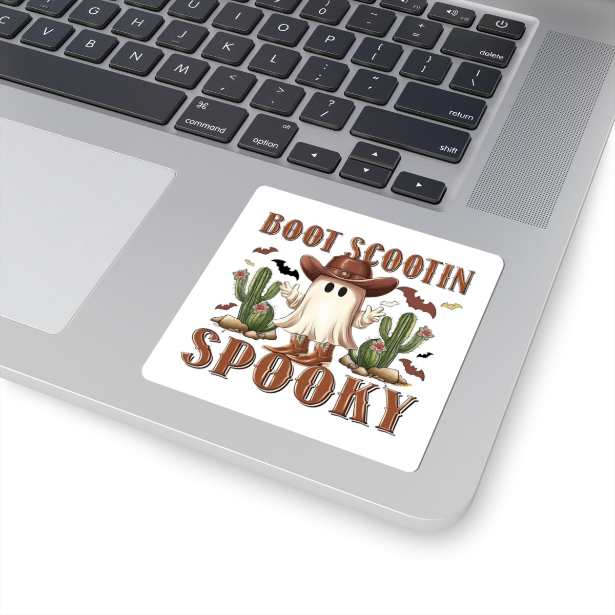 Boot Scootin' Spooky Sticker — Western Ghost Halloween Kiss-Cut Sticker