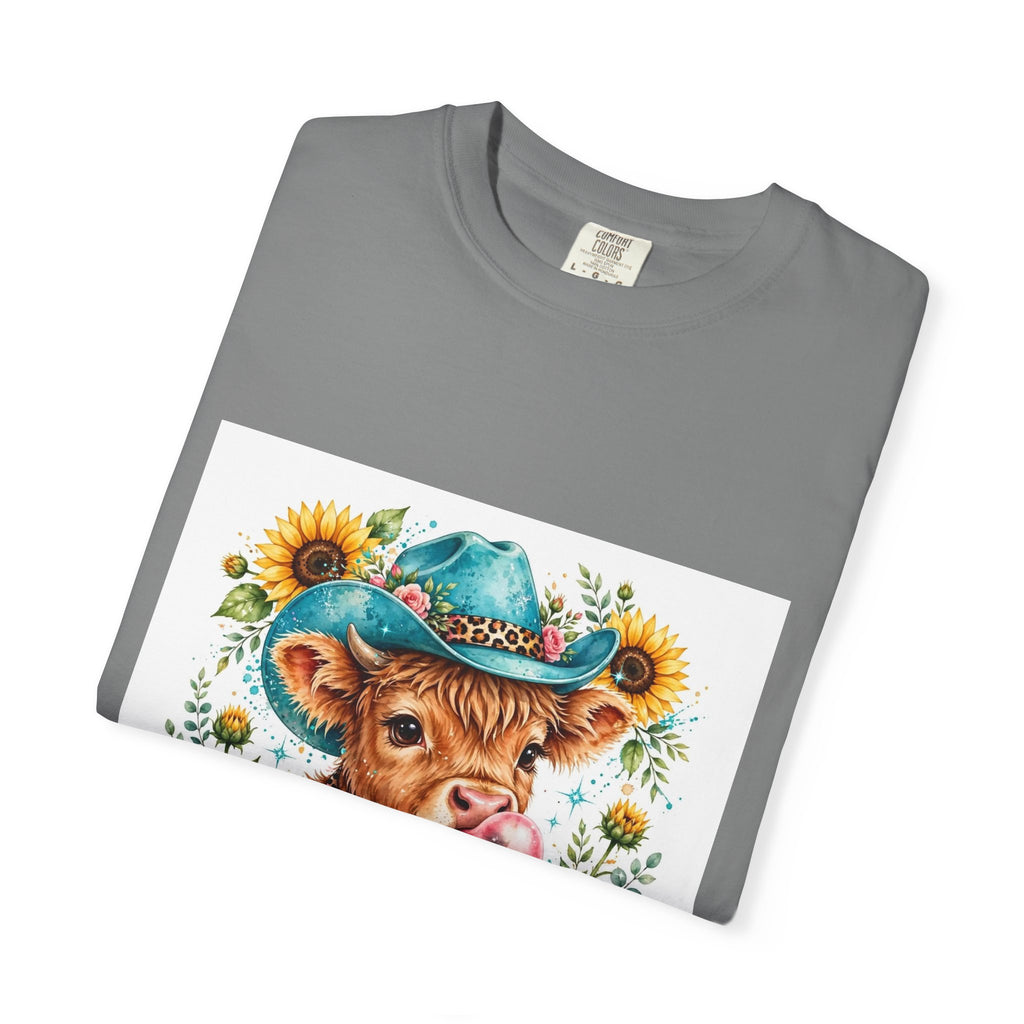 Western Mama Cow Tee — Cute Cow with Cowboy Hat & Sunflowers Graphic T-Shirt