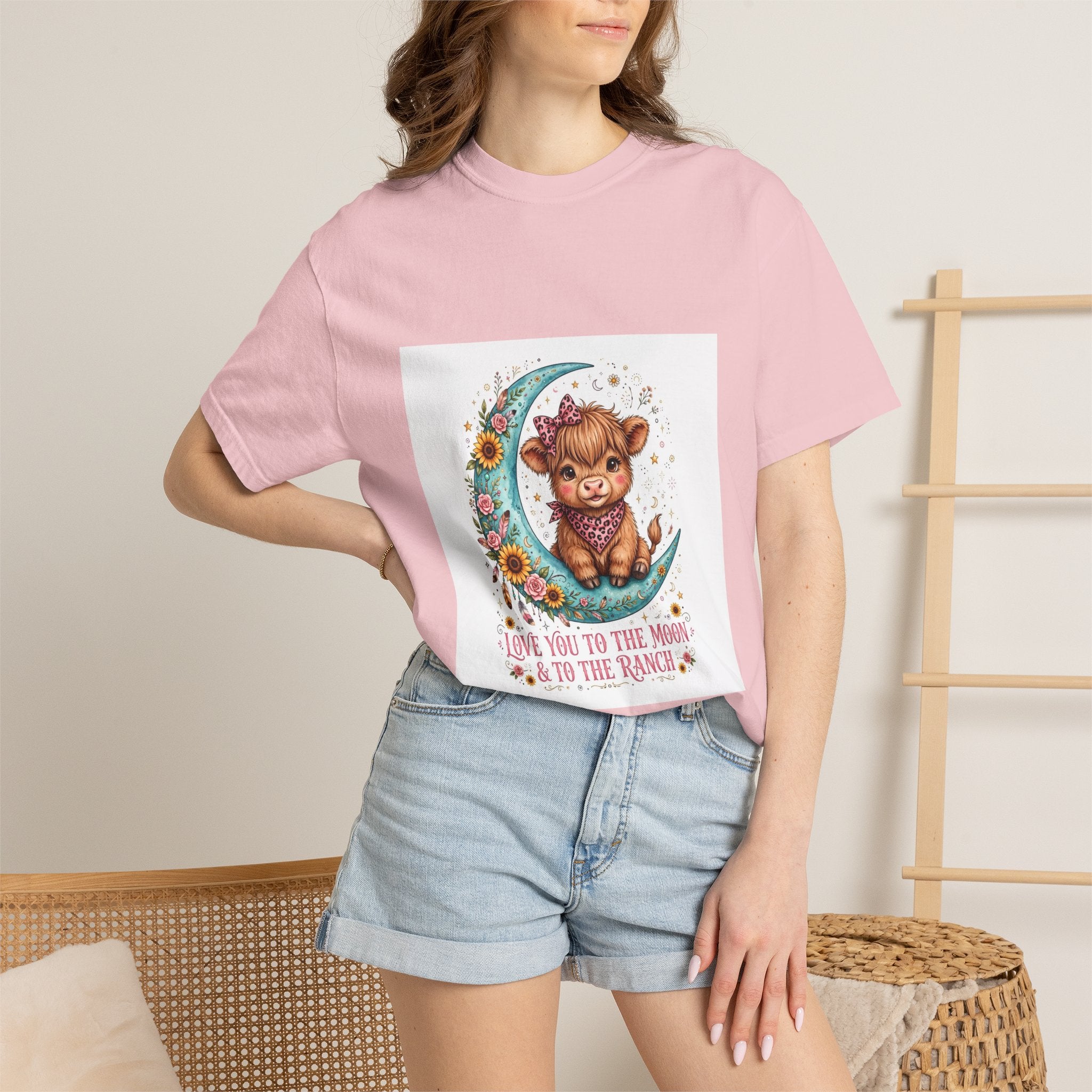 Cow Cute T-Shirt – "Love You to the Moon & to the Ranch" Graphic Tee