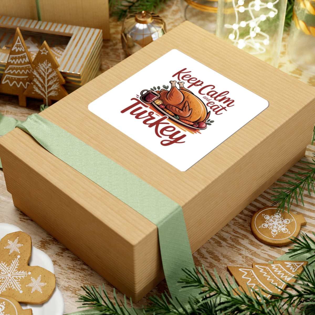 Keep Calm and Eat Turkey Sticker — Thanksgiving Kiss-Cut Sticker