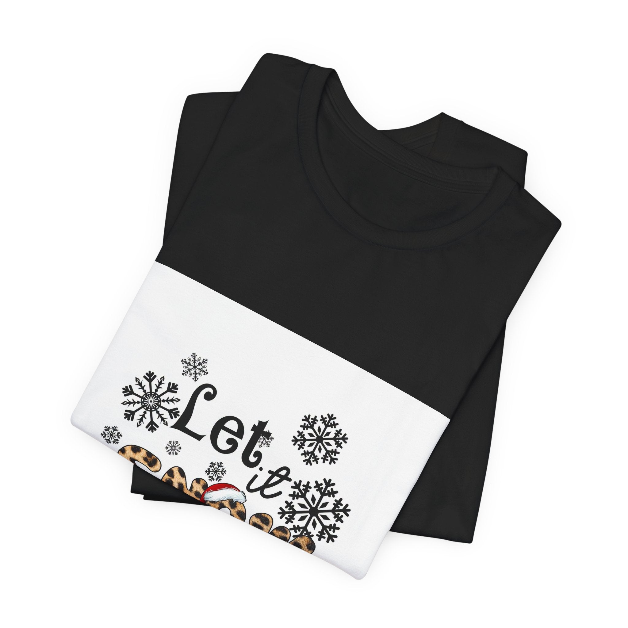 Let It Snow Leopard Print T-Shirt — Cute Winter Snowflake Tee
