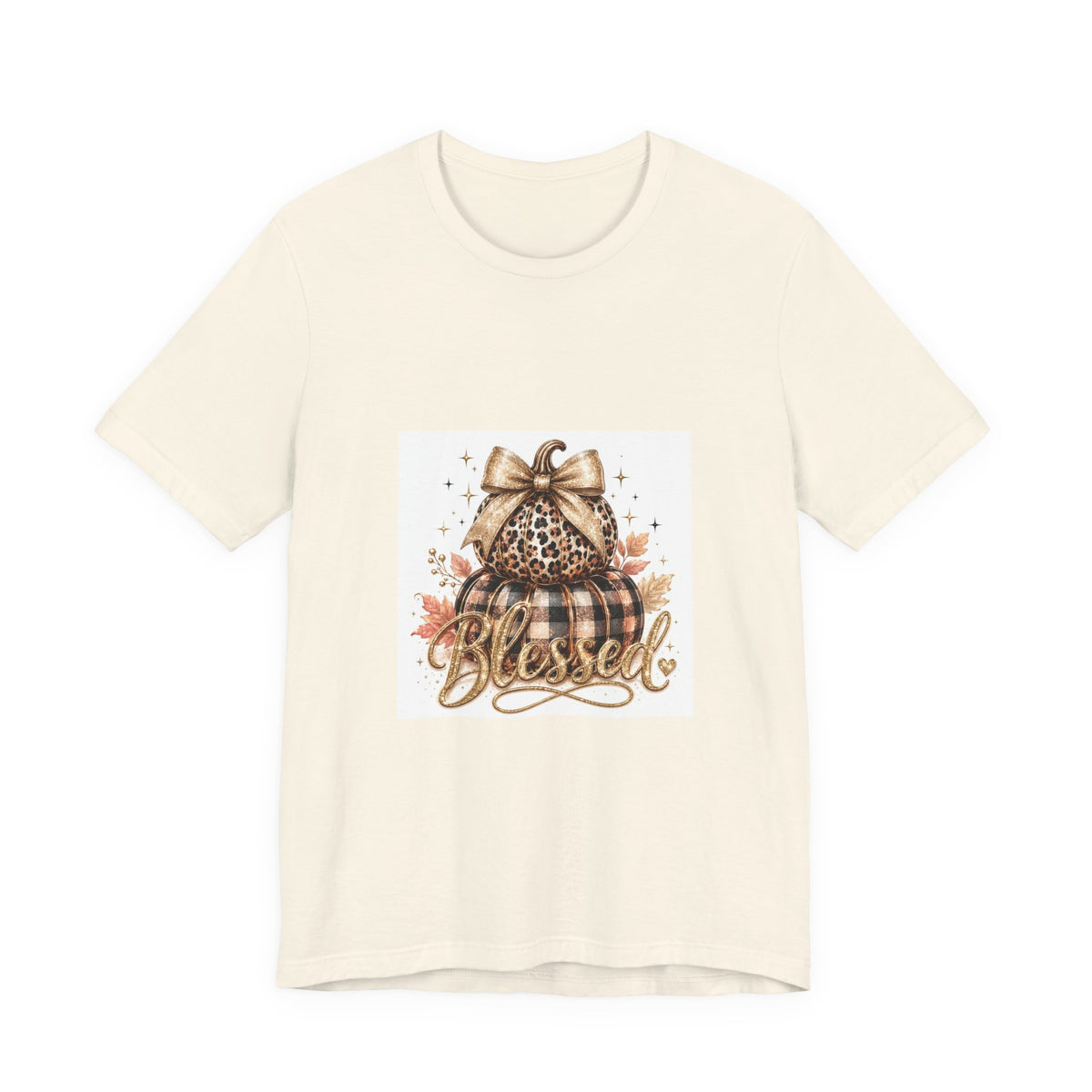 Blessed Pumpkin T-Shirt — Leopard Plaid Fall Graphic Tee