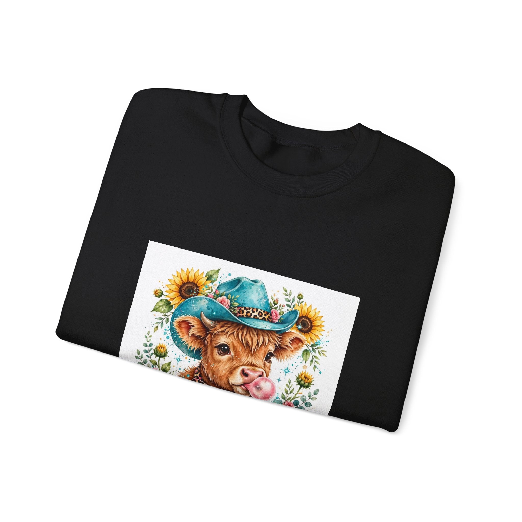 Western Mama Cow Sweatshirt — Sunflower Cowboy Cow Graphic Crewneck