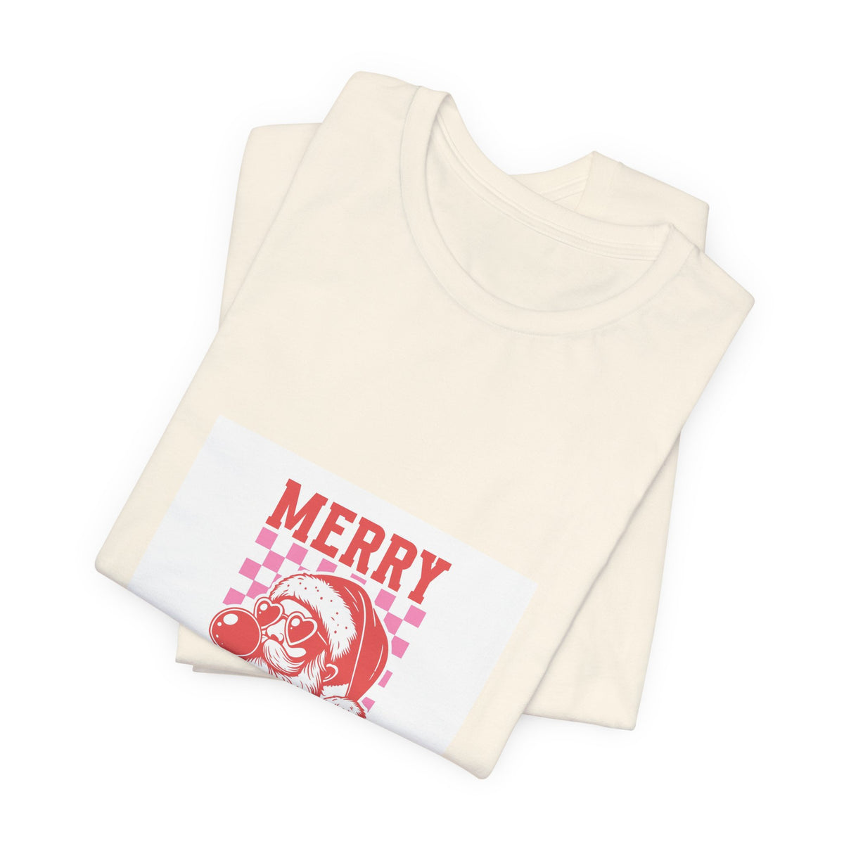 Merry Christmas Santa Tee - Retro Red Checkerboard Holiday T-Shirt