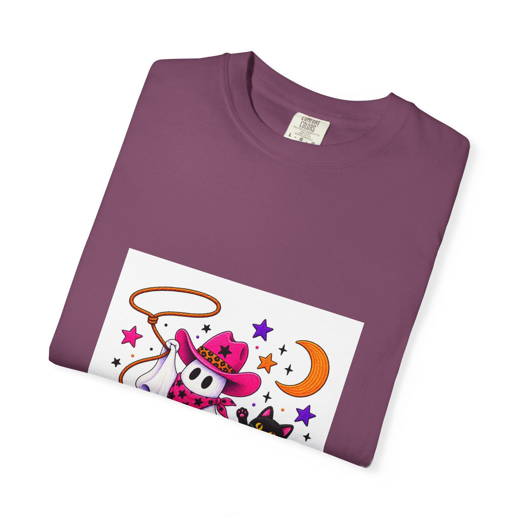 Cowboy Ghost and Black Cat Halloween T-Shirt