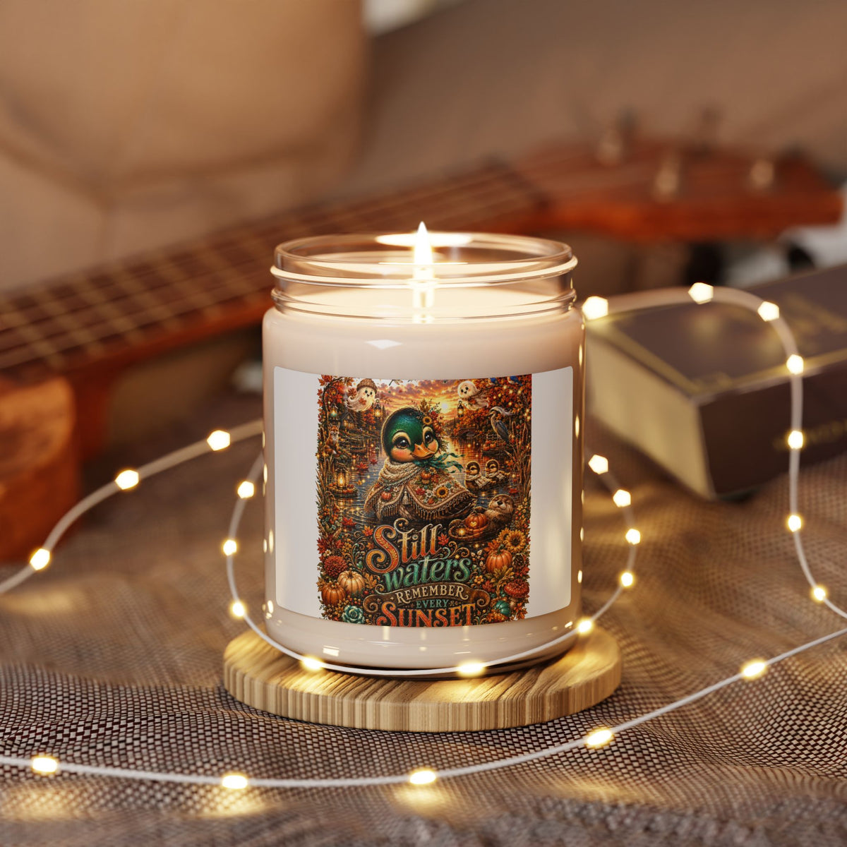 Autumn Sunset Soy Candle — "Still Waters Remember Sunset" 9oz