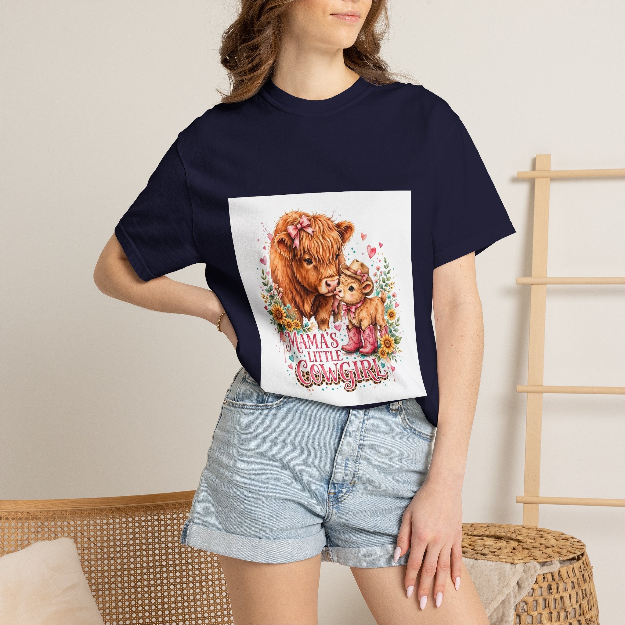 Mama's Little Cowgirl T-Shirt – Cute Highland Cow Mom & Calf Graphic