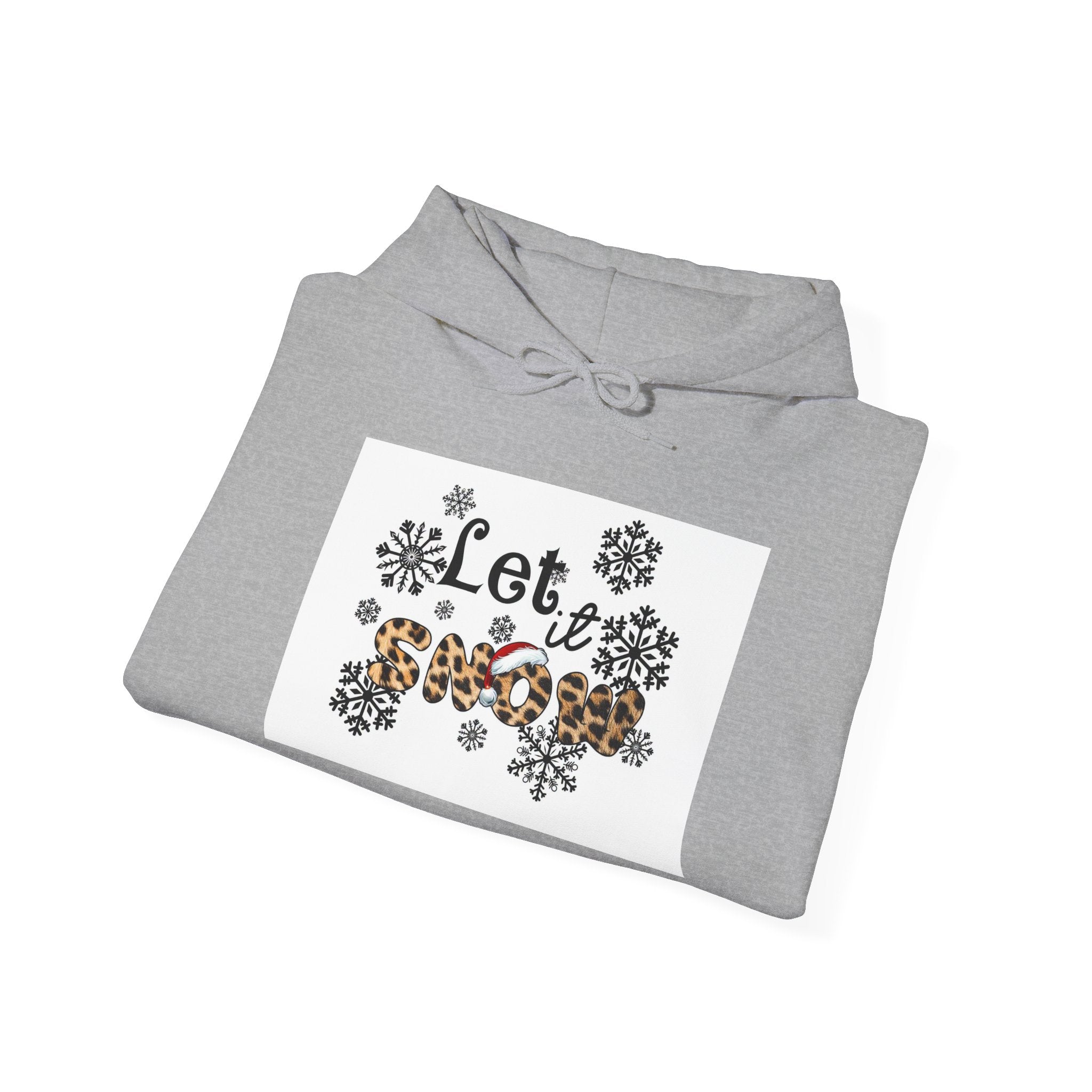 Let It Snow Leopard Print Hoodie — Festive Winter Floral Snowflakes Sweatshirt