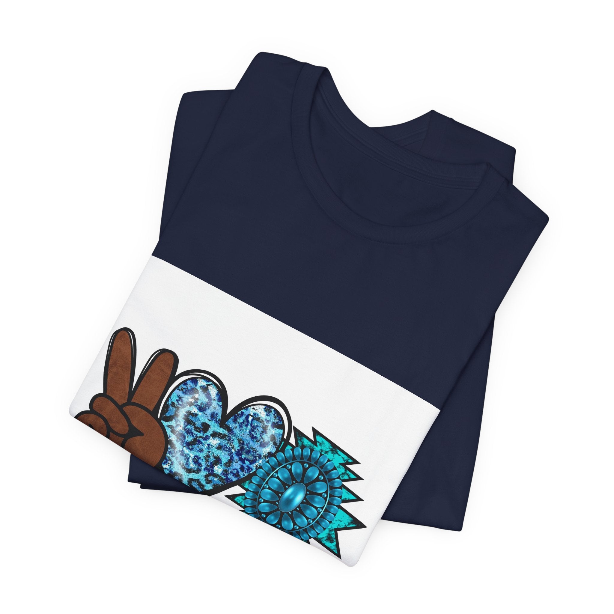 Peace • Love • Turquoise T-Shirt — Boho Peace Sign & Mandala Tee