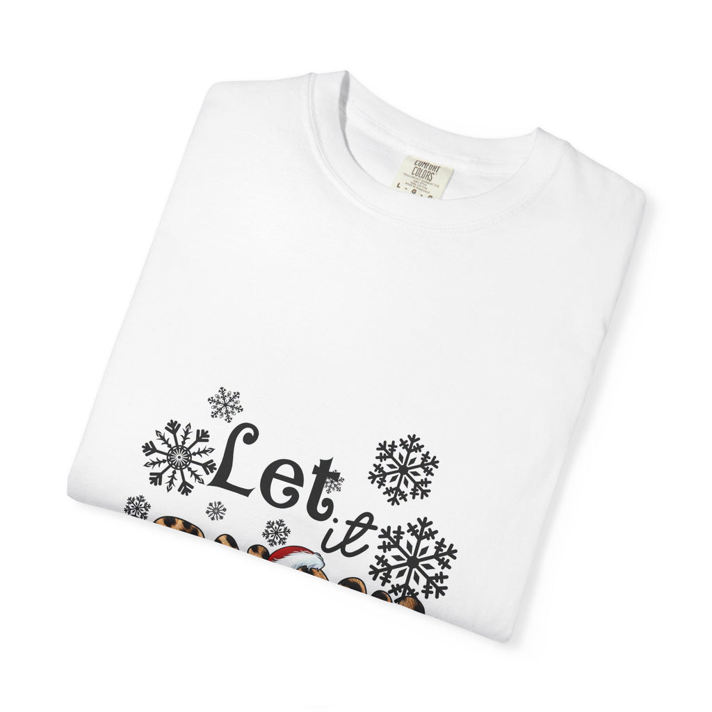 Let It Snow Leopard Print T-Shirt — Winter Snowflake Holiday Tee