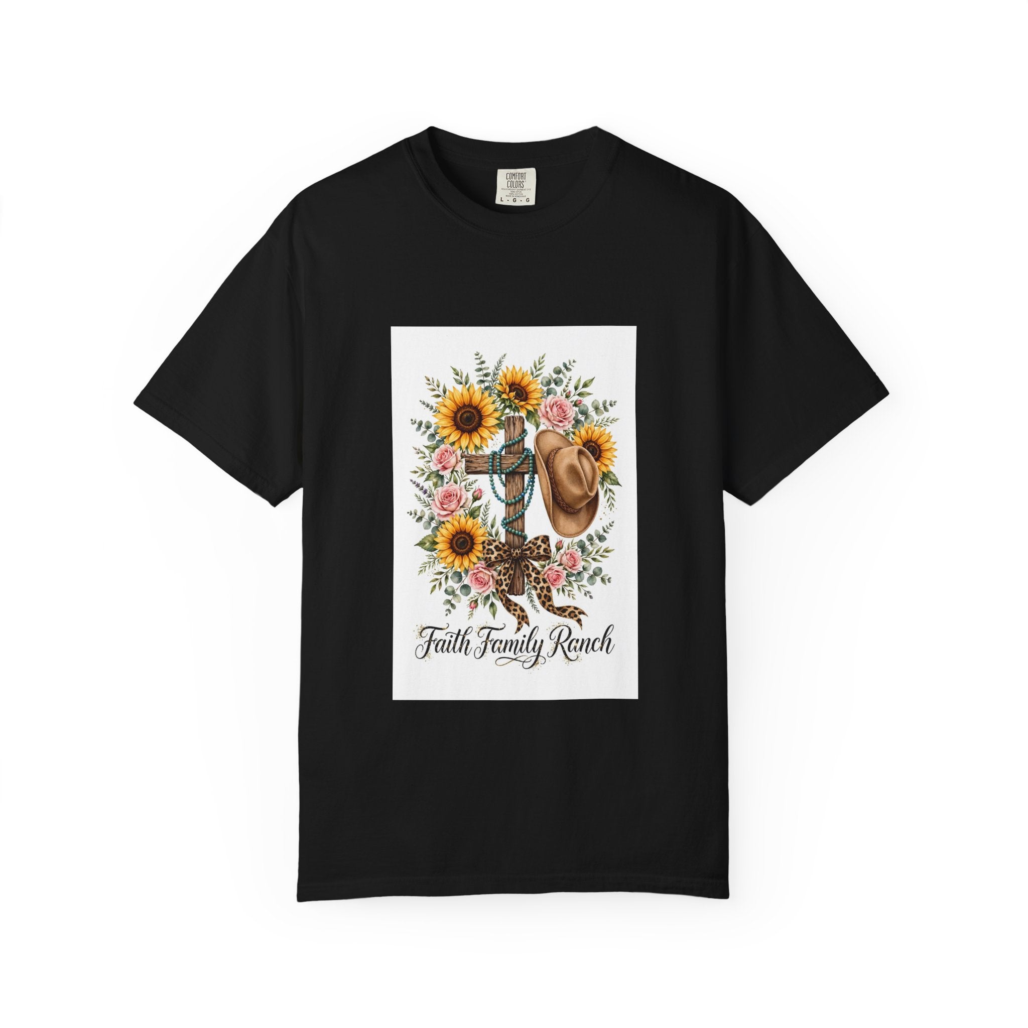 Faith Family Ranch T-Shirt — Sunflower Cowboy Hat Graphic Tee