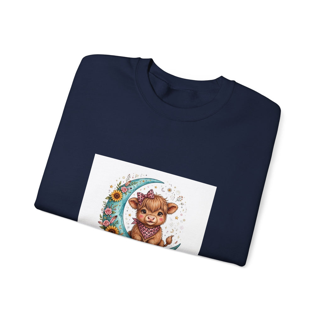 Cute Cat Moon Sweatshirt – "Love You to the Moon & to the Fridge" Cozy Crewneck