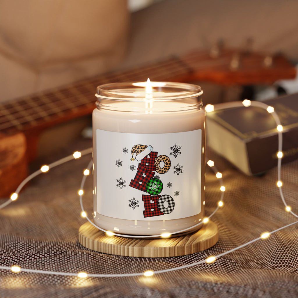 Holiday 'Ho Ho Ho' Scented Soy Candle — 9oz Christmas Plaid & Snowflake Jar