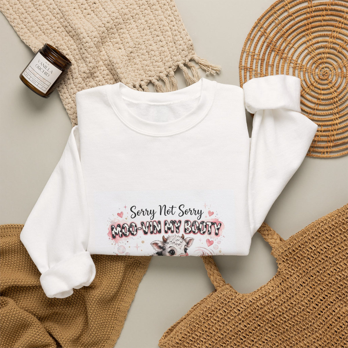 Cow Lover Crewneck Sweatshirt – "Sorry Not Sorry Moo-You-Butt" Cute Cow Graphic