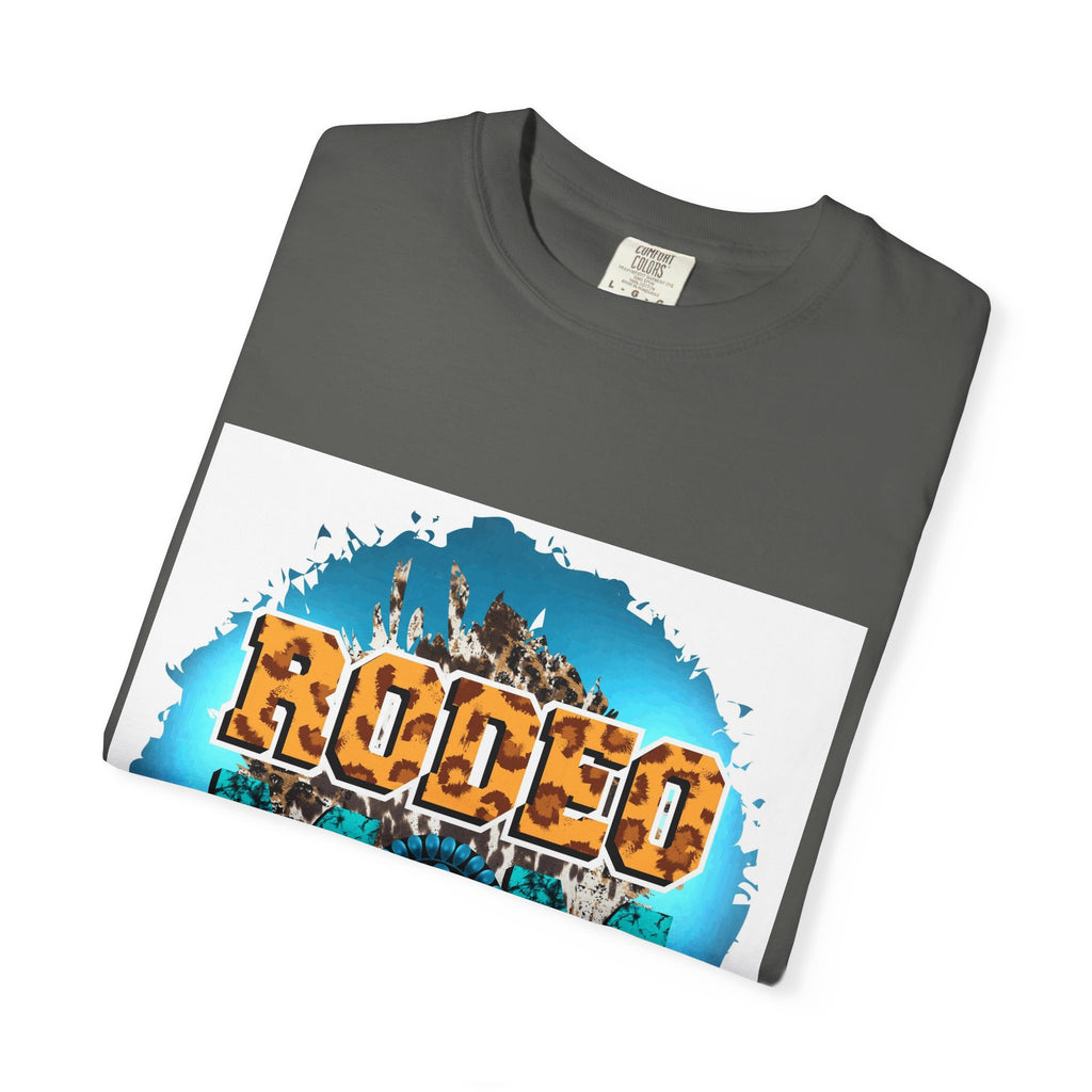 Rodeo Mom Graphic T-Shirt — Western Cowgirl Bronc & Turquoise Design