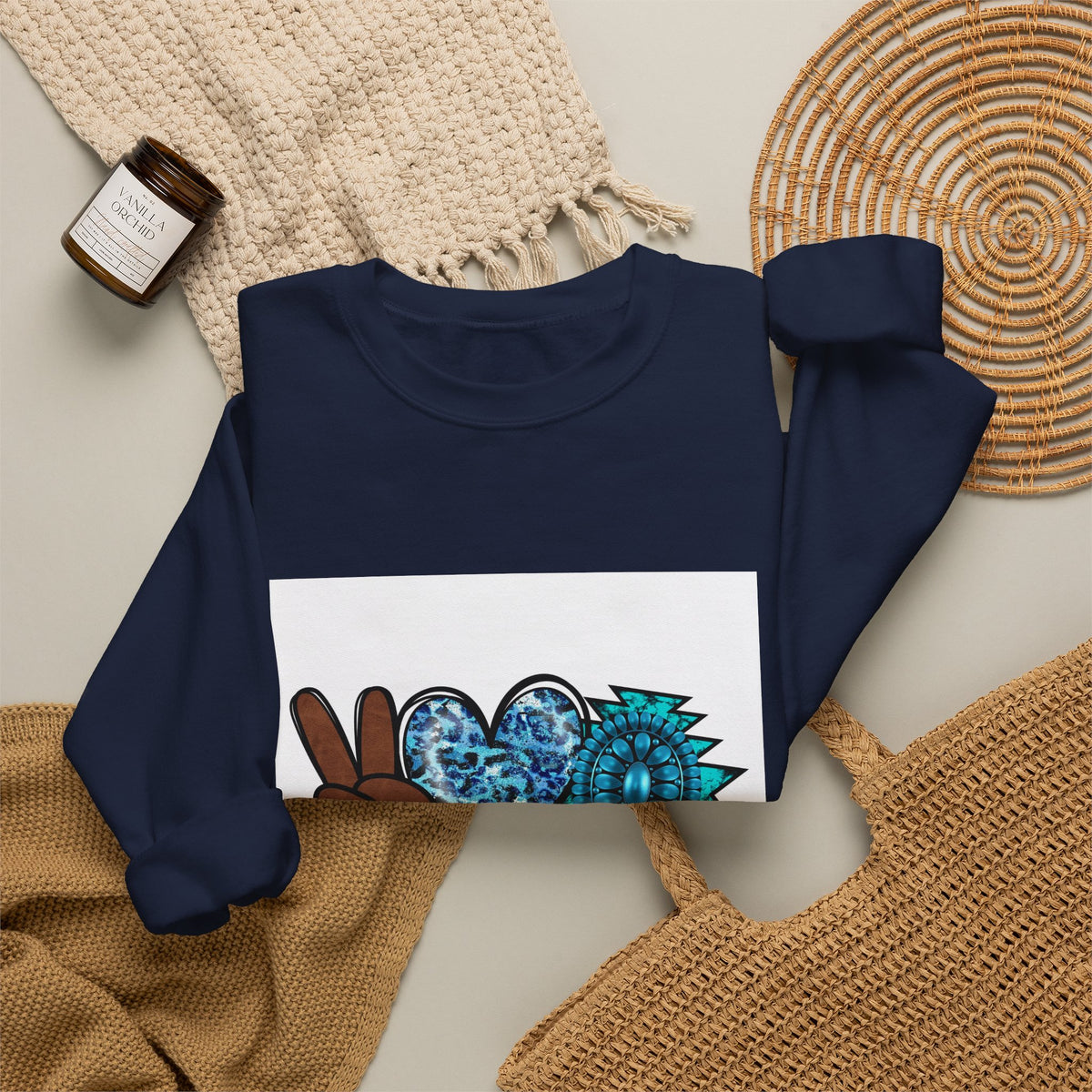 Peace Love Turquoise Crewneck Sweatshirt